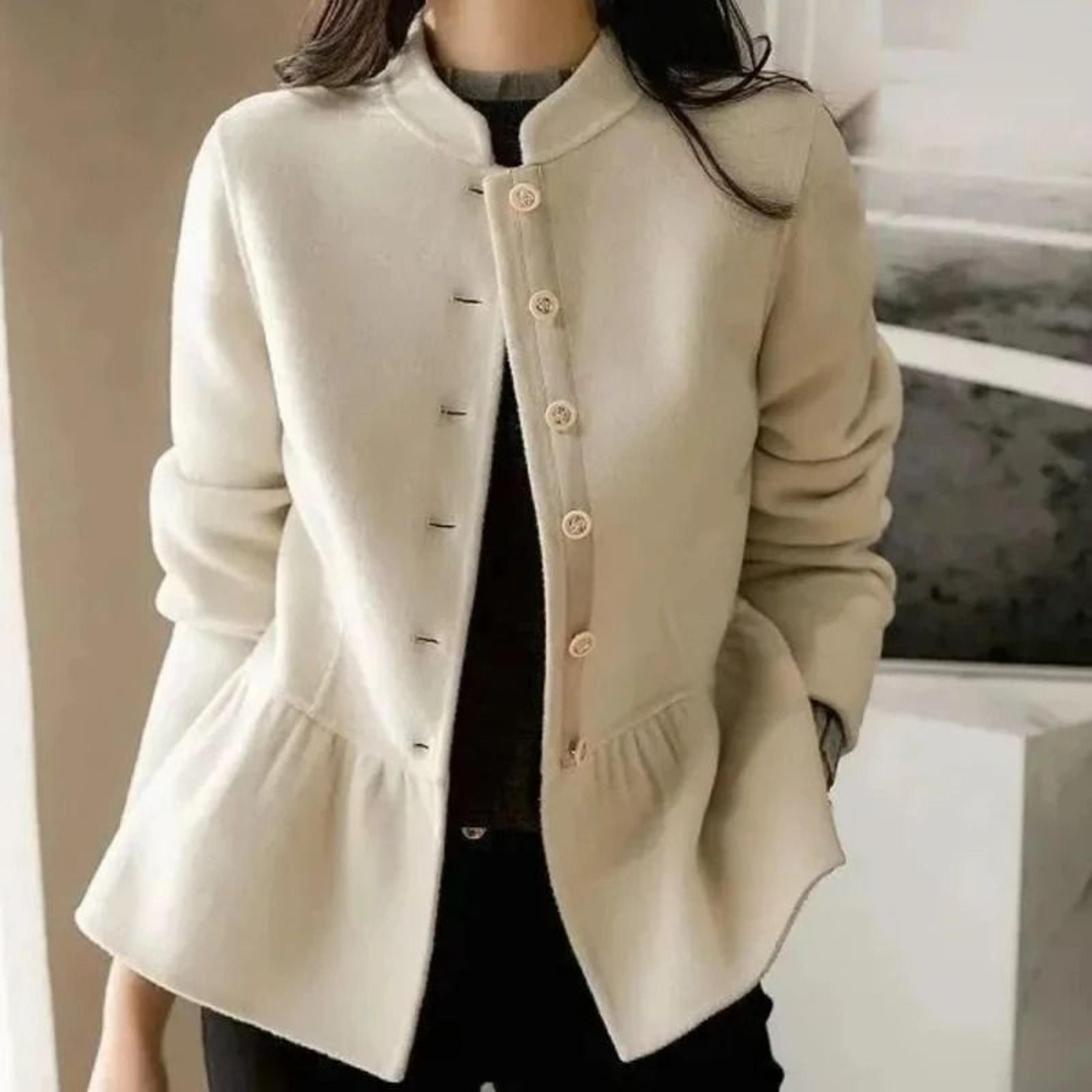 executive slim-fit luxury wool blend short coat