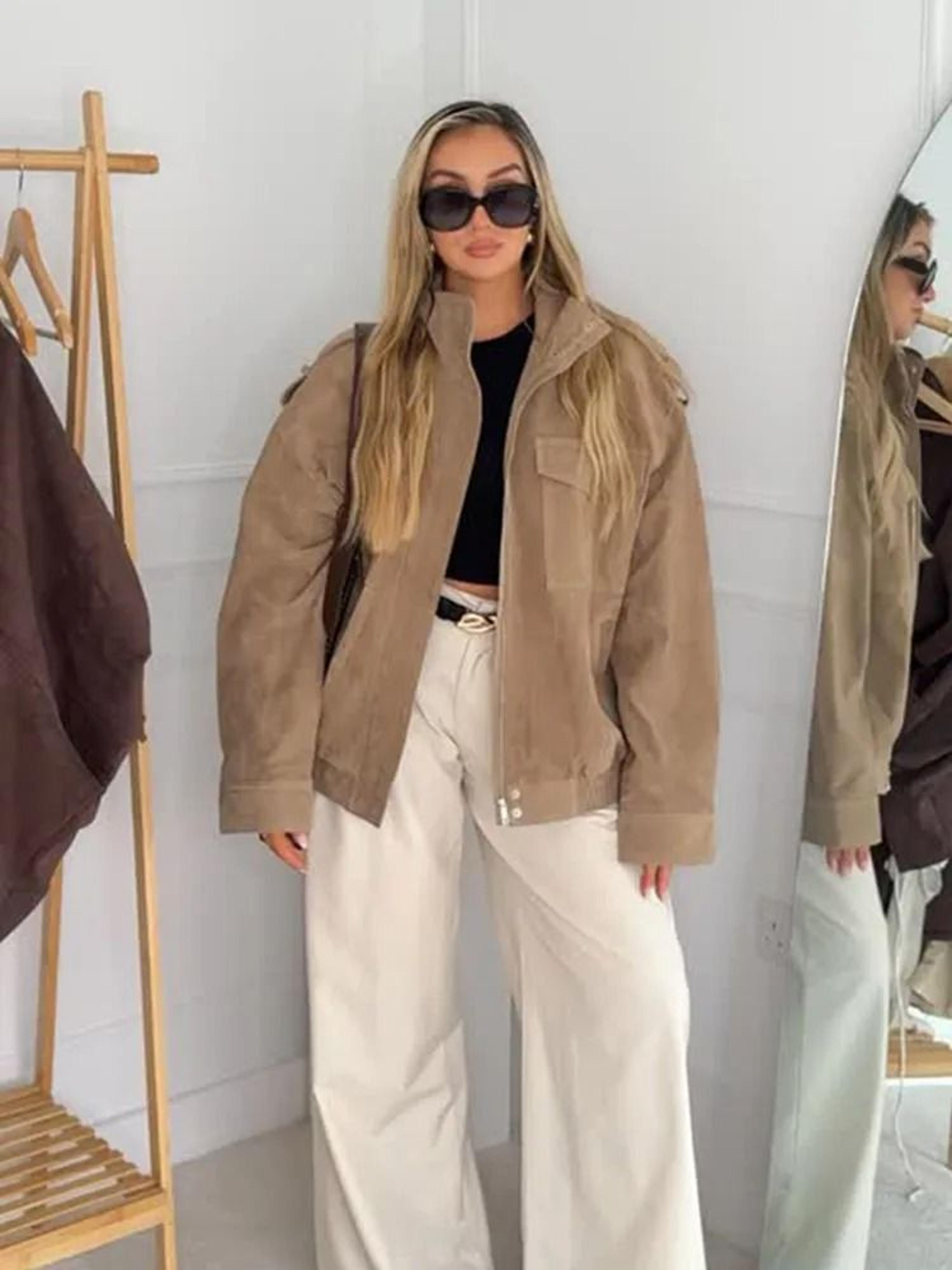high street vintage khaki suede jacket
