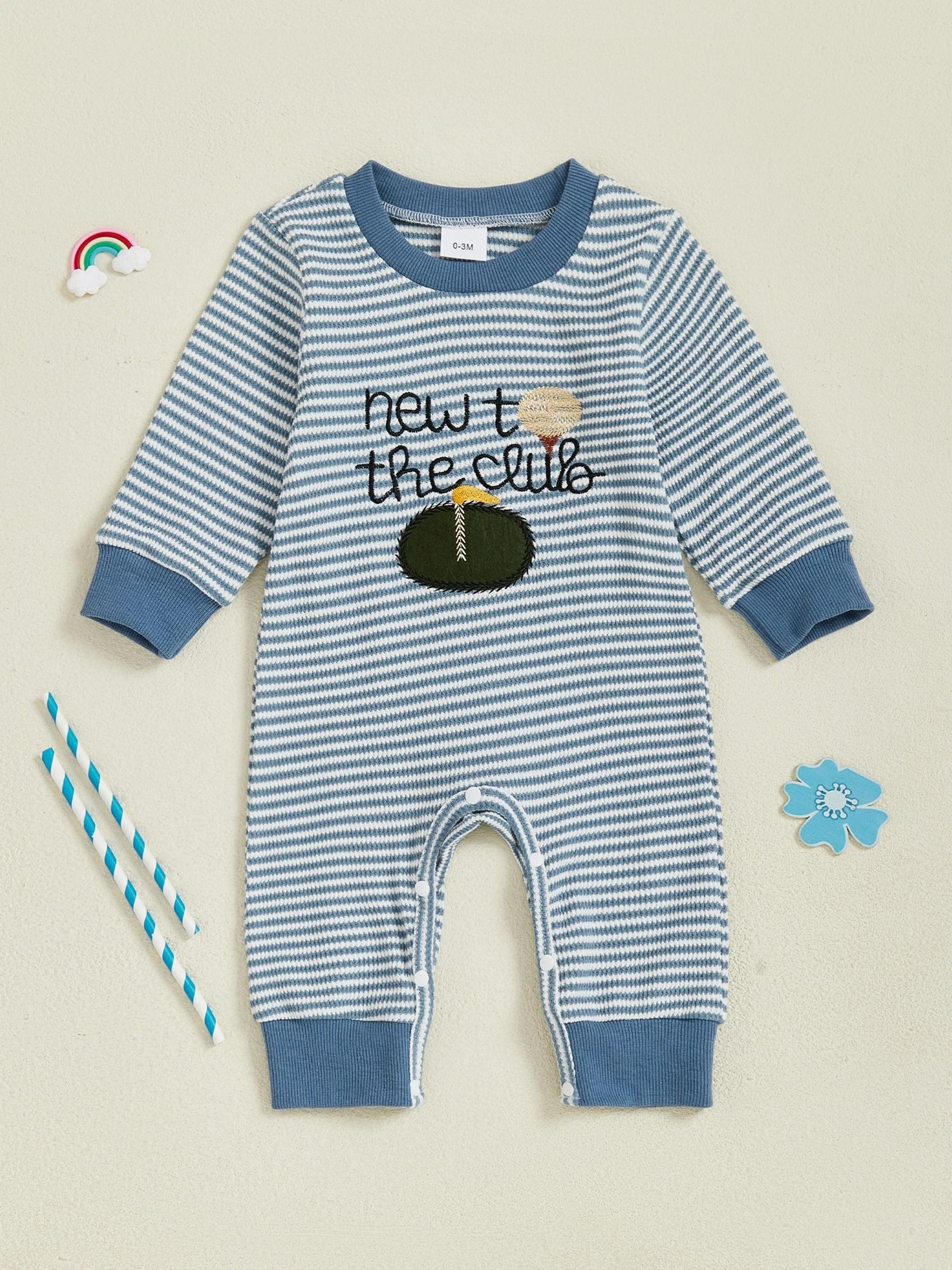 infant boys rugby striped hooded sweater romper