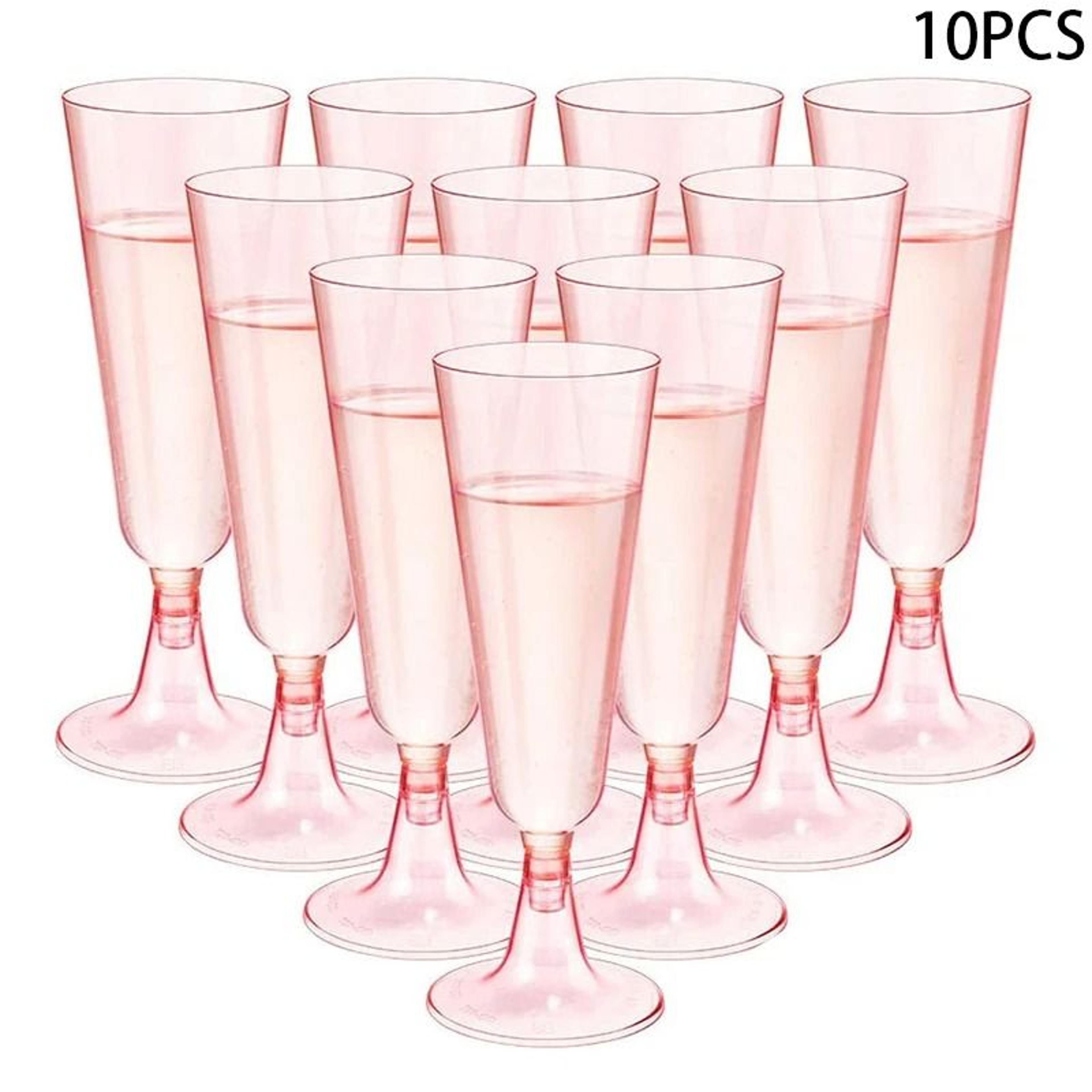 10-piece pink disposable champagne flute set