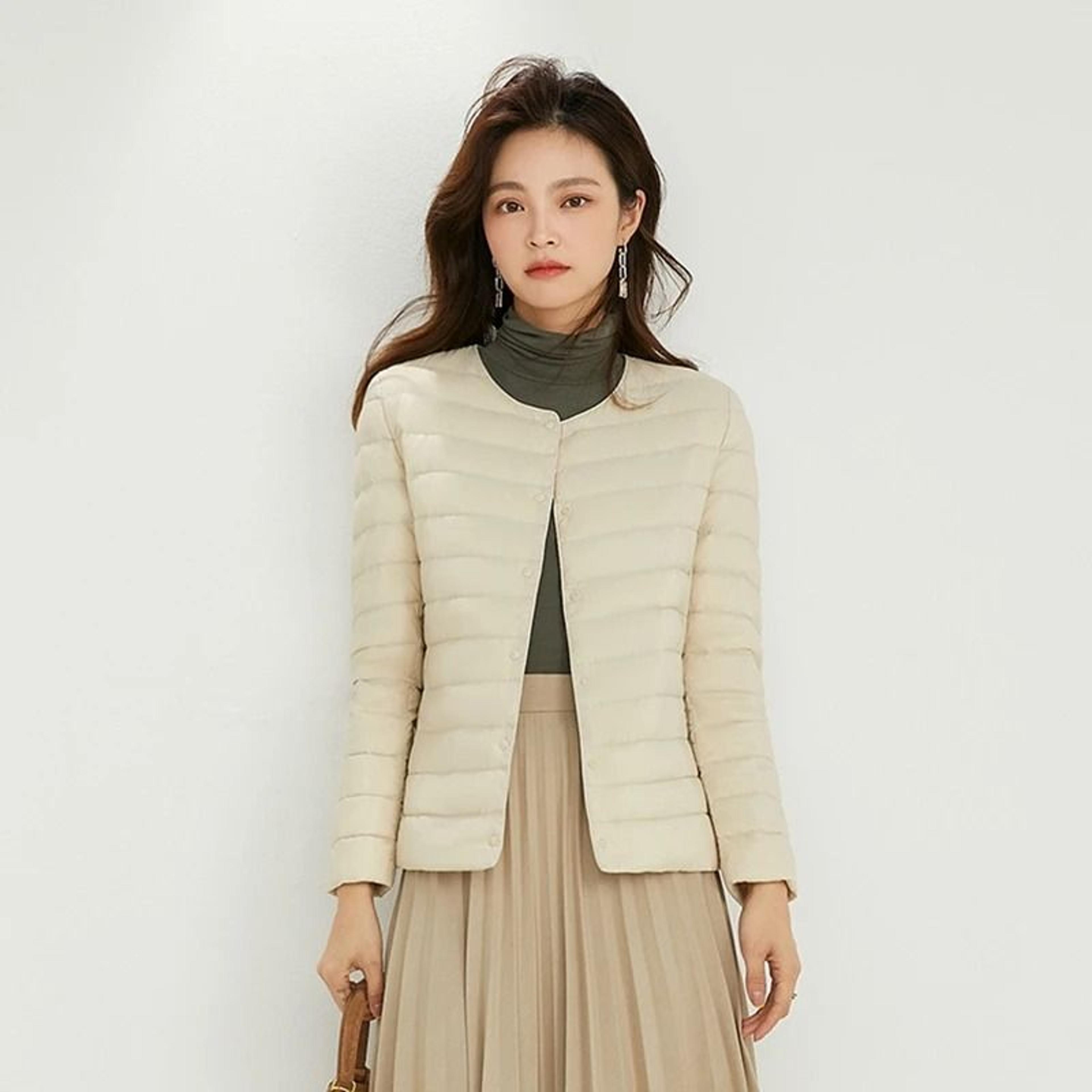womens convertible neckline ultralight down jacket