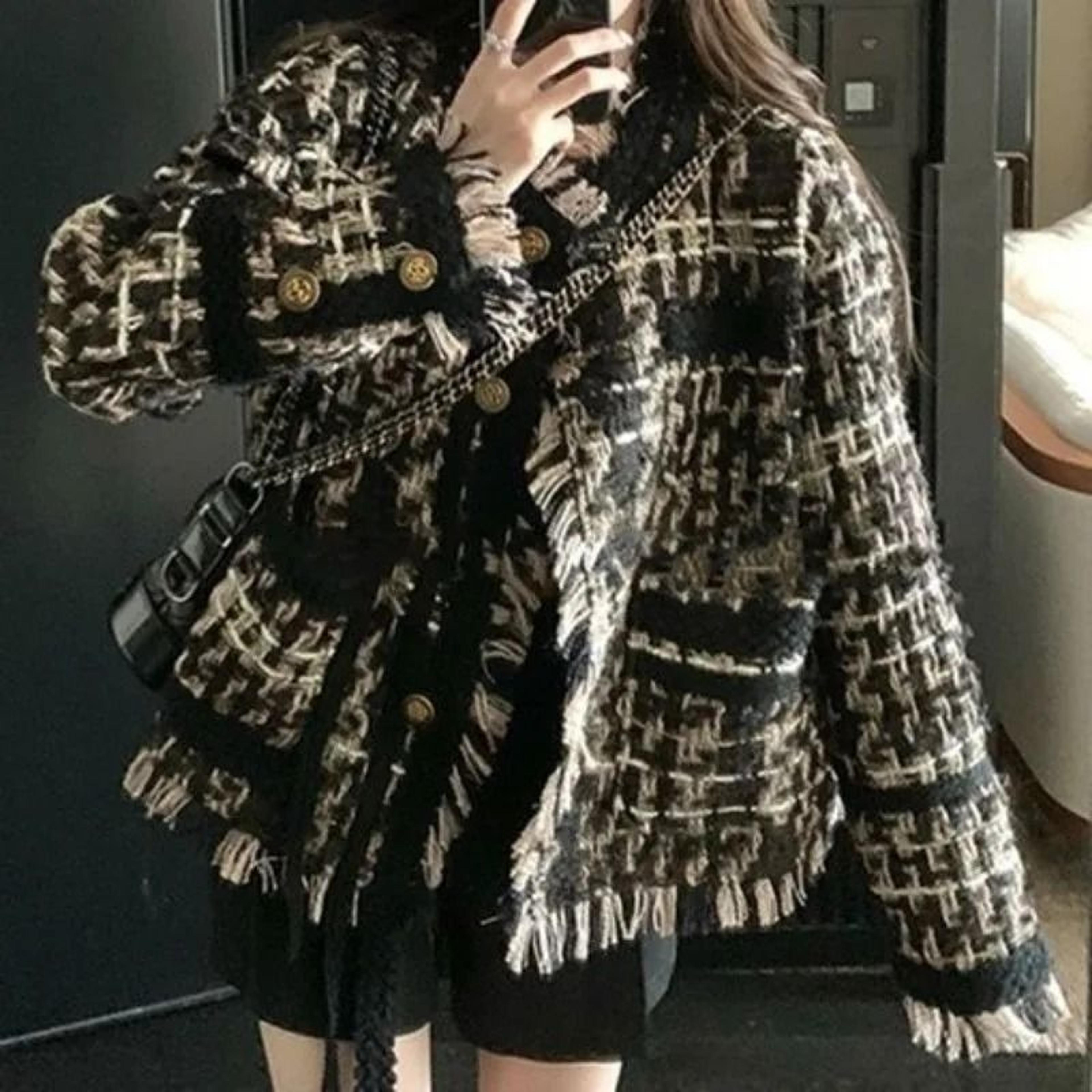 korean chic tweed tassel jacket | plaid spring & autumn blazer