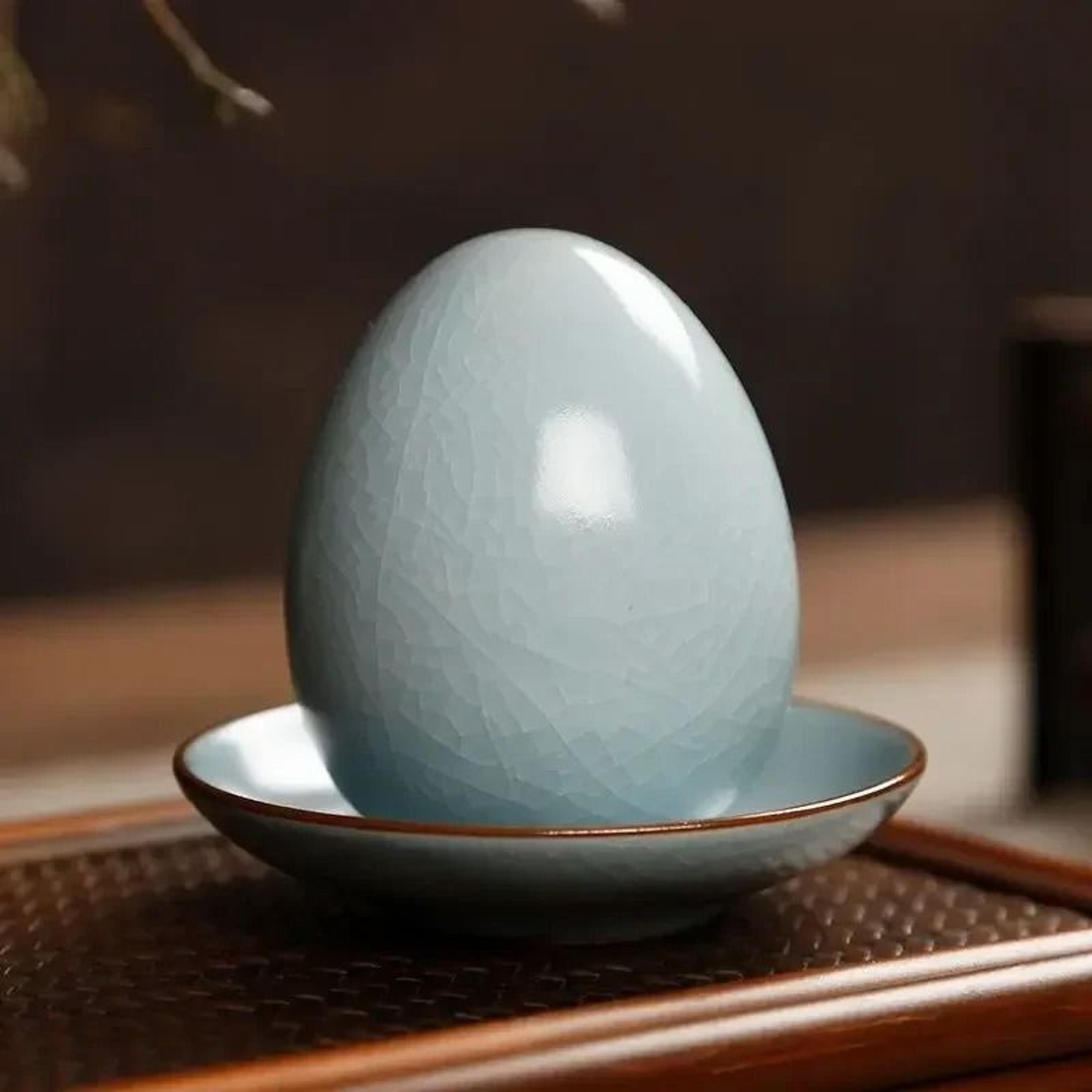 artisanal ru kiln "crackled" egg tea pet
