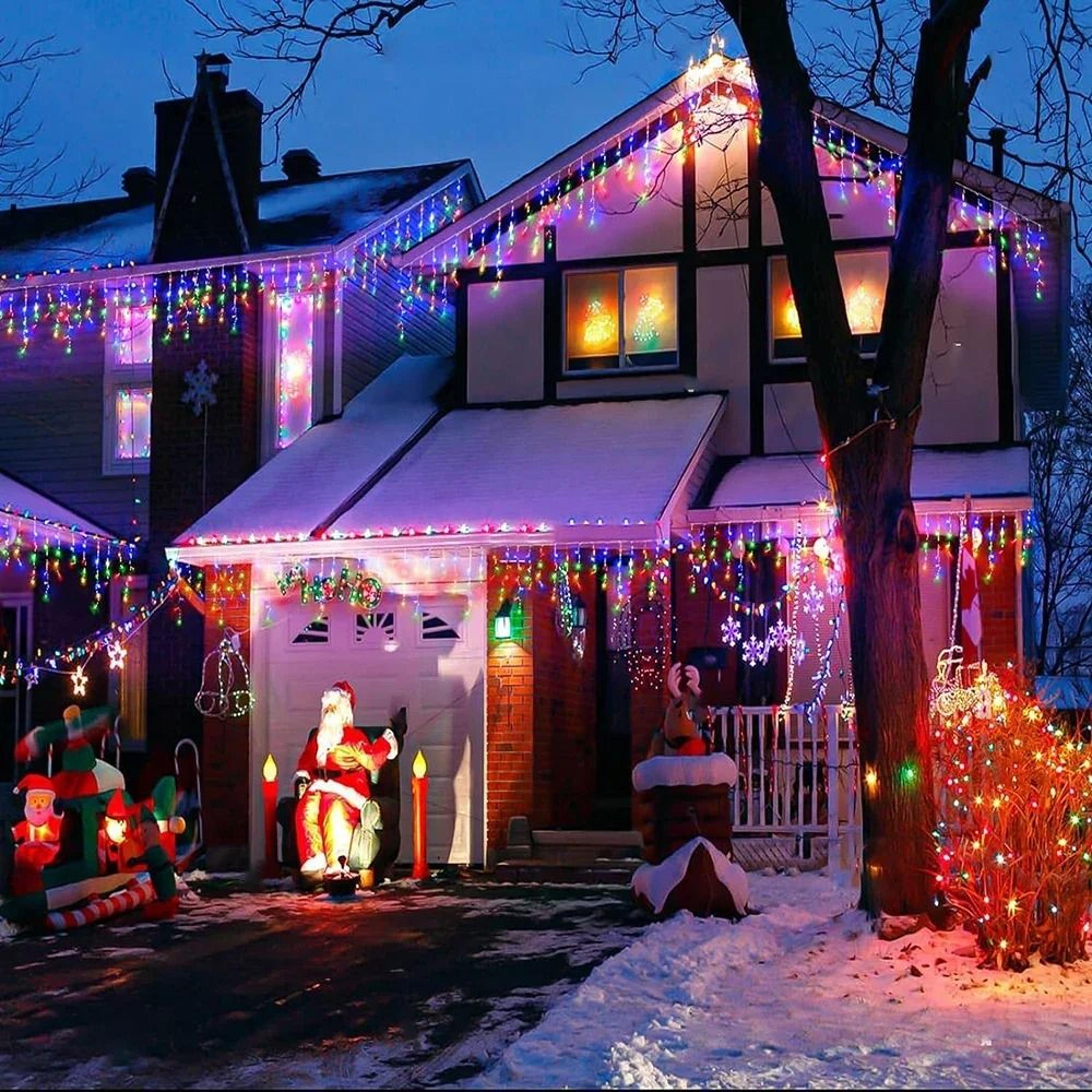 solar powered outdoor icicle curtain lights