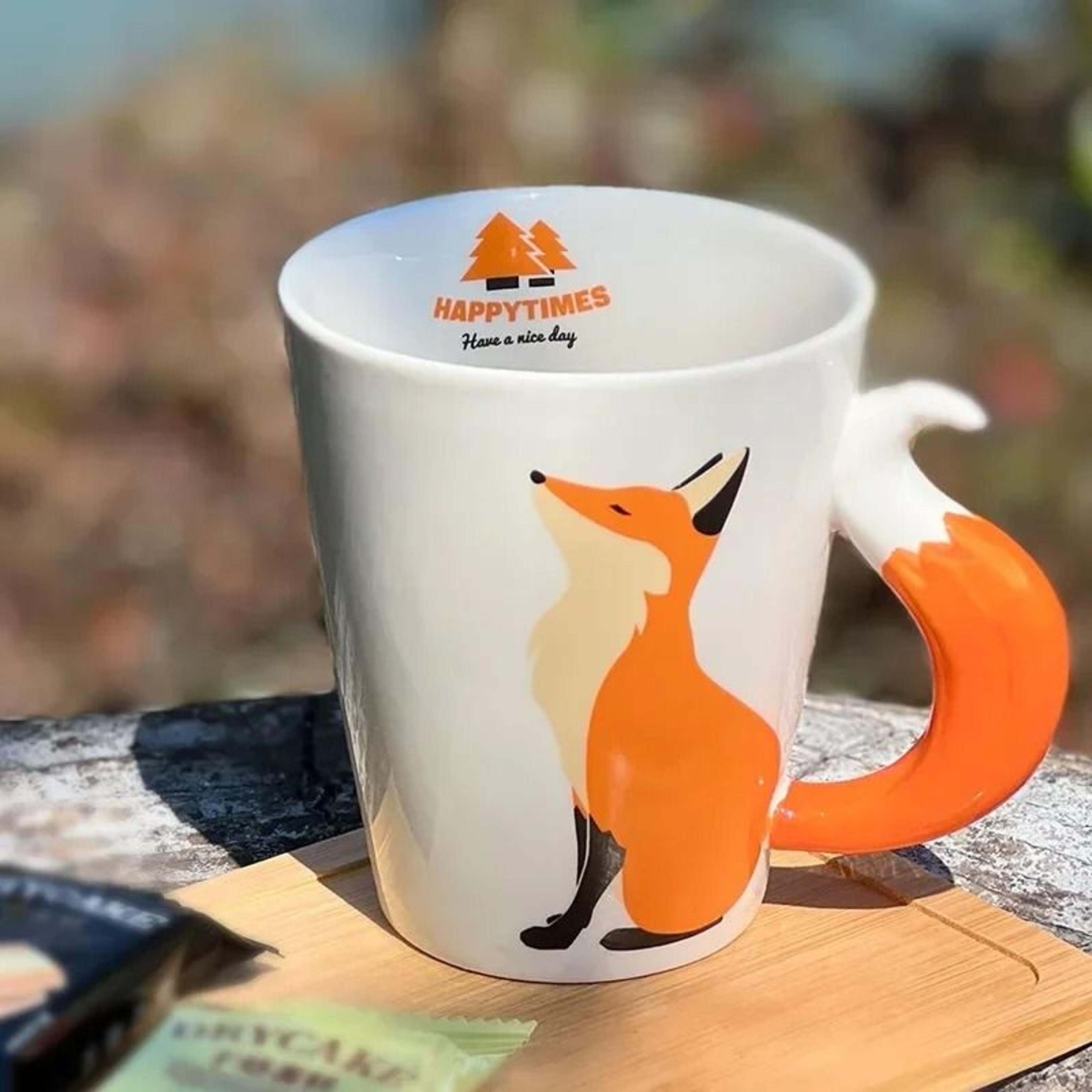 artisanal 3d fox ceramic coffee mug