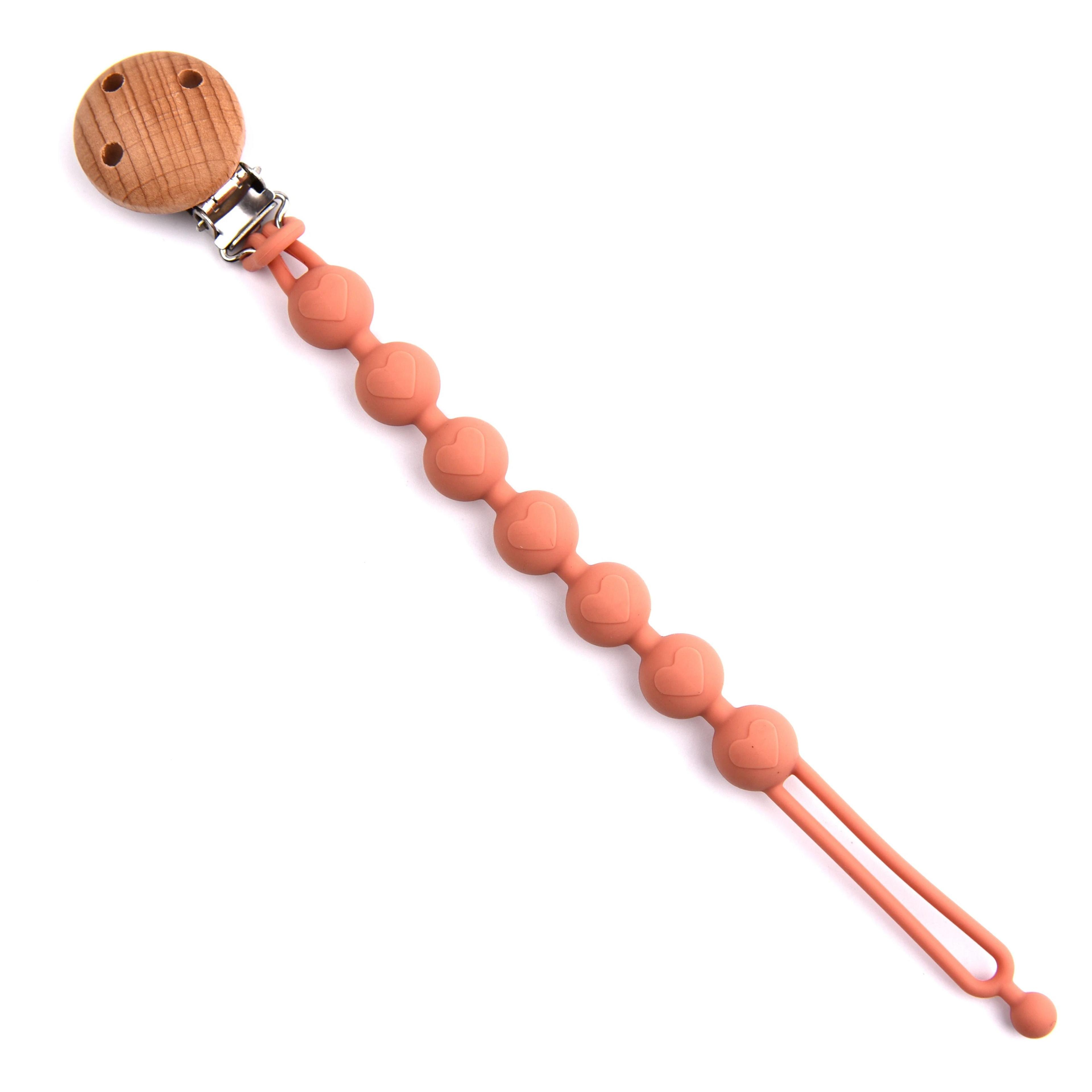sweet-heart beechwood & silicone pacifier clip