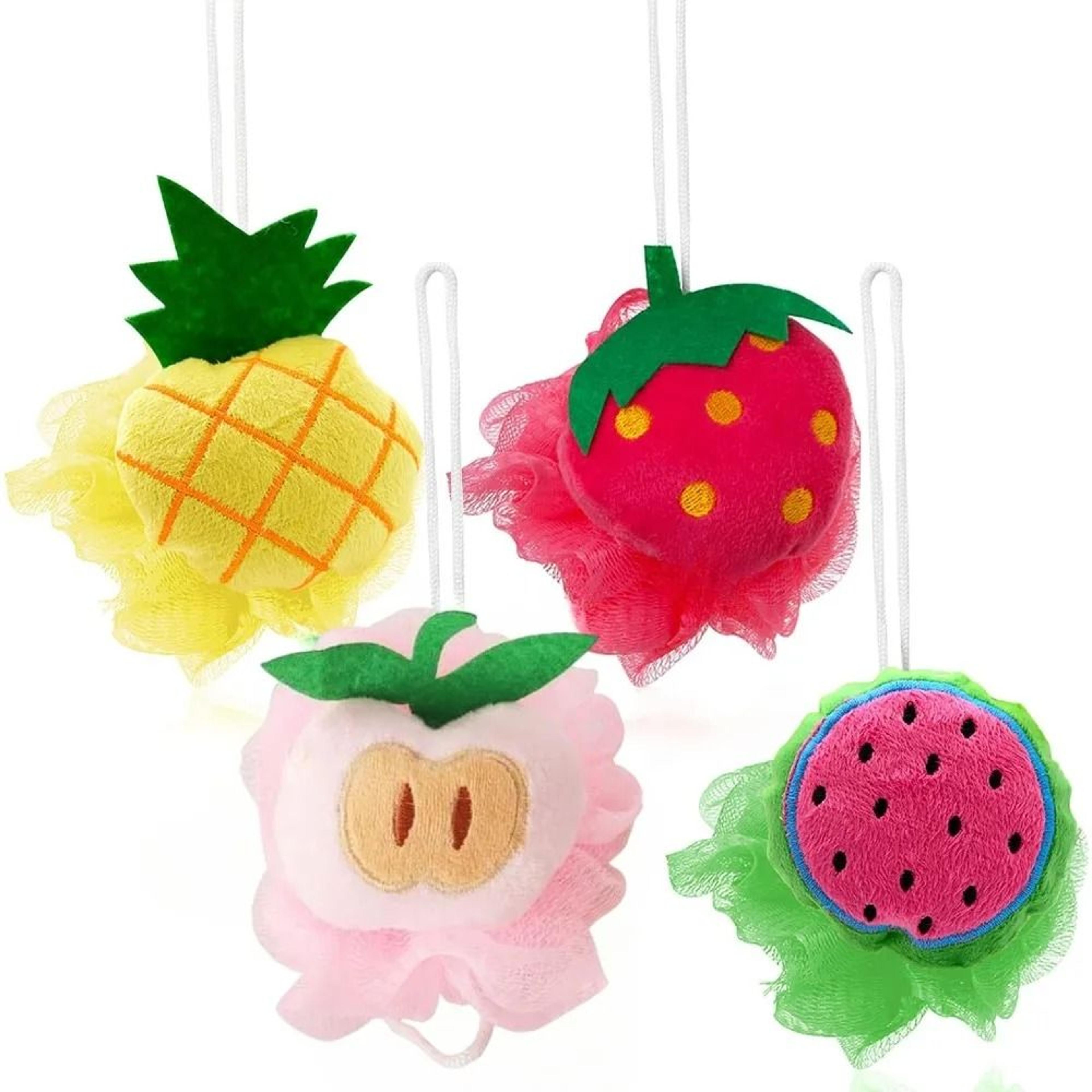 tutti-frutti 4pc fun fruit bath pouf set