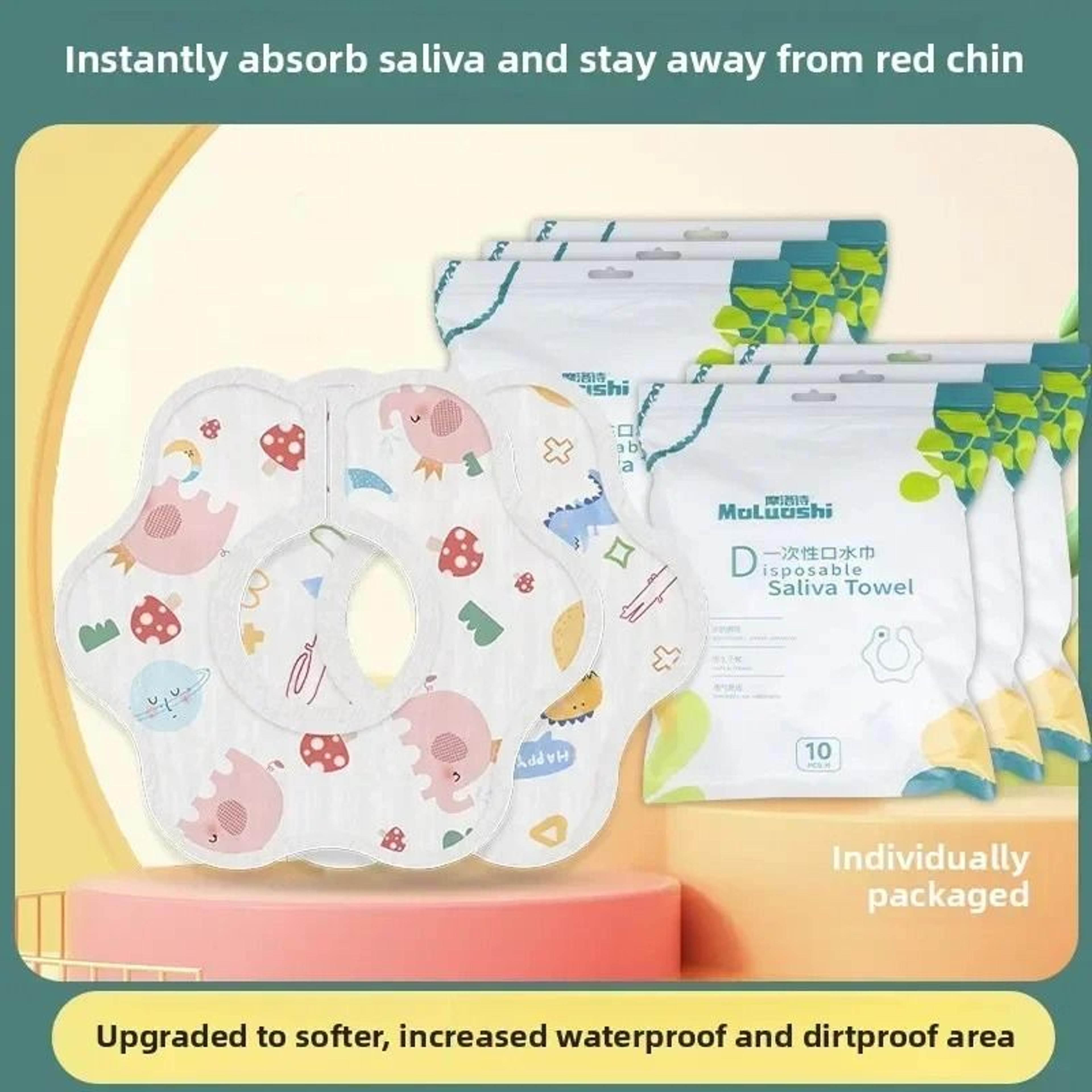 disposable 360° waterproof baby bibs (10-pack)