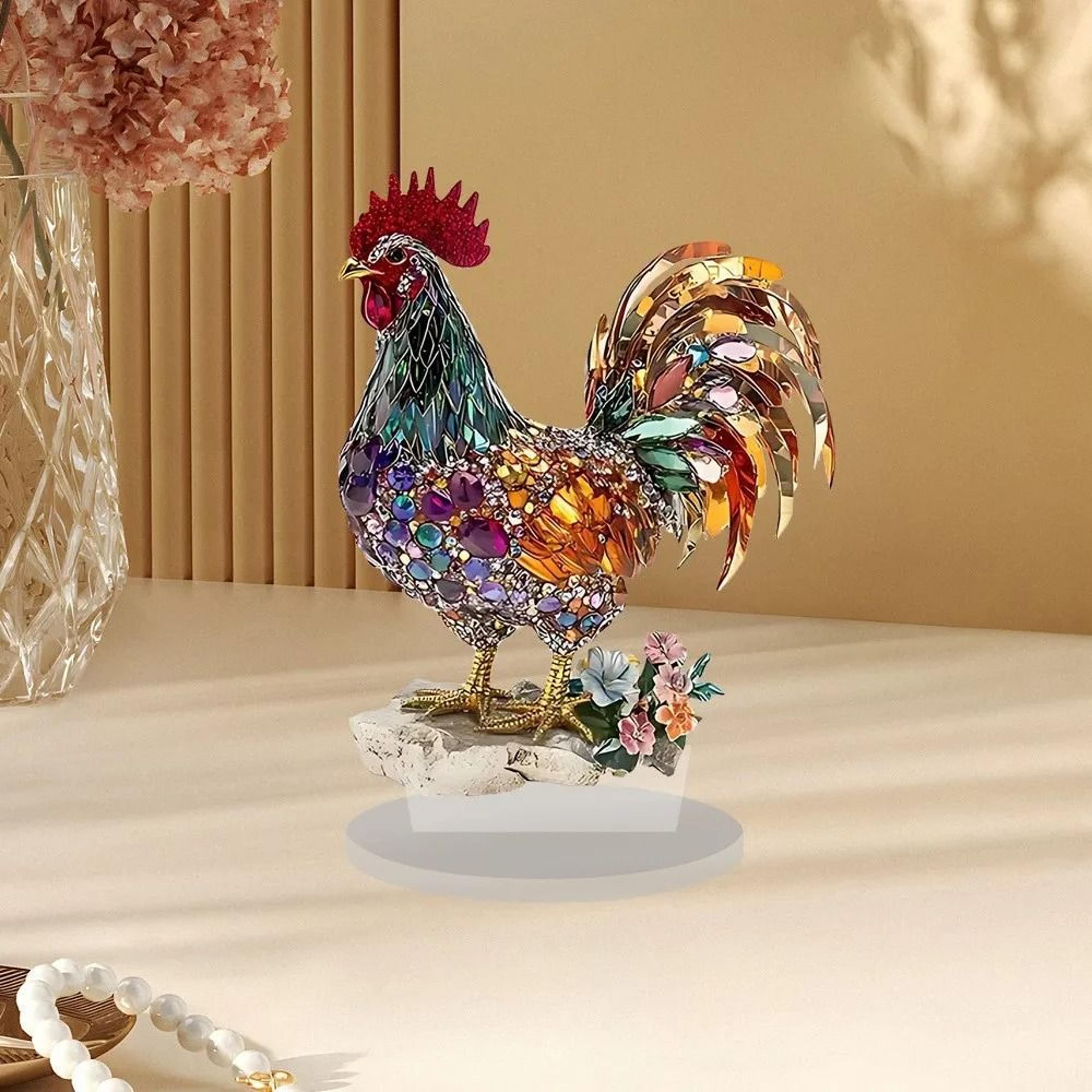 creative colorful rooster mascot statue & 2d desk ornament