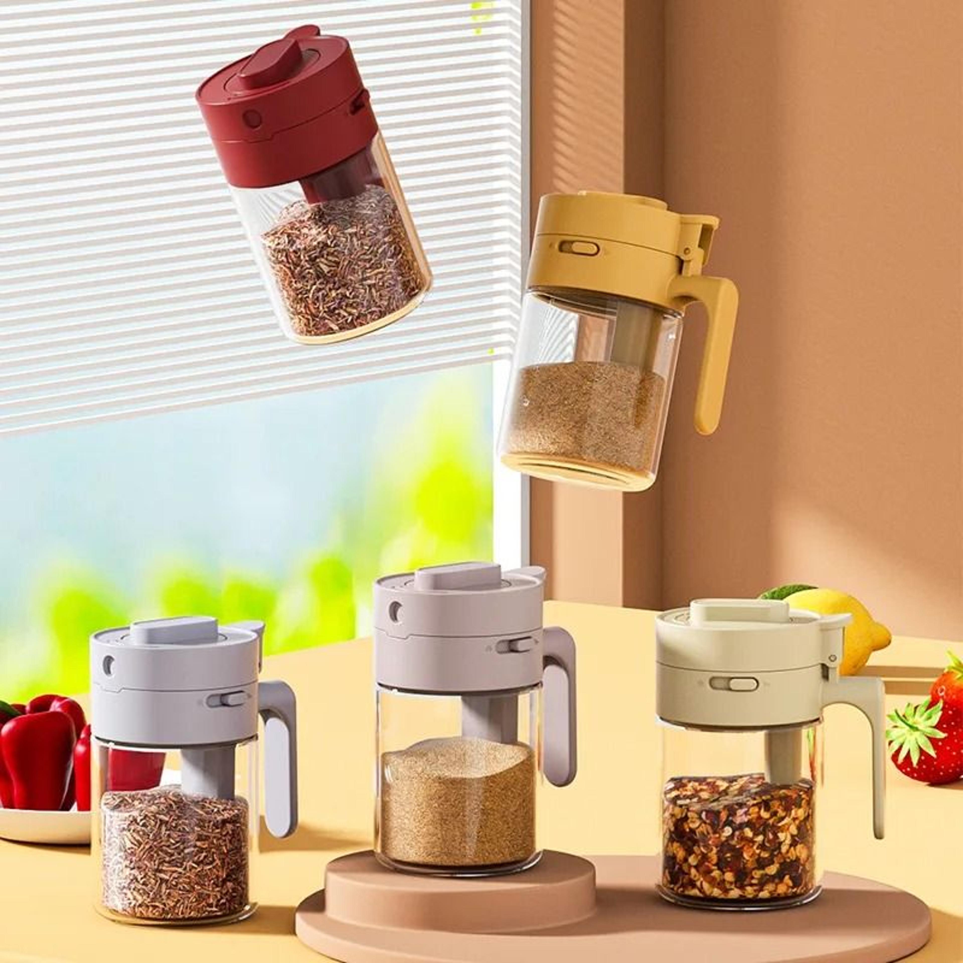 moisture-proof 2-in-1 glass seasoning jar & spice bottle