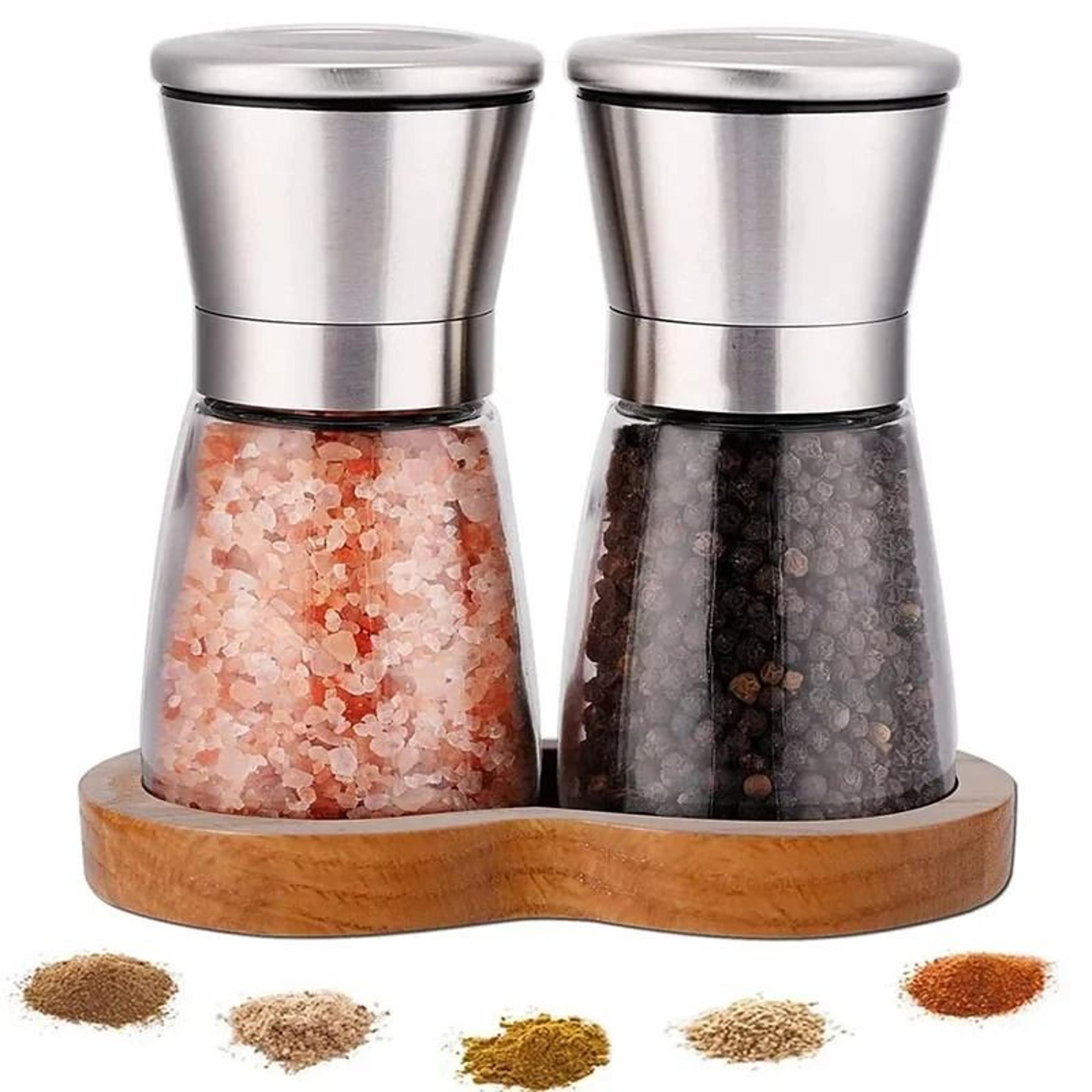 stainless steel manual salt and pepper grinder set