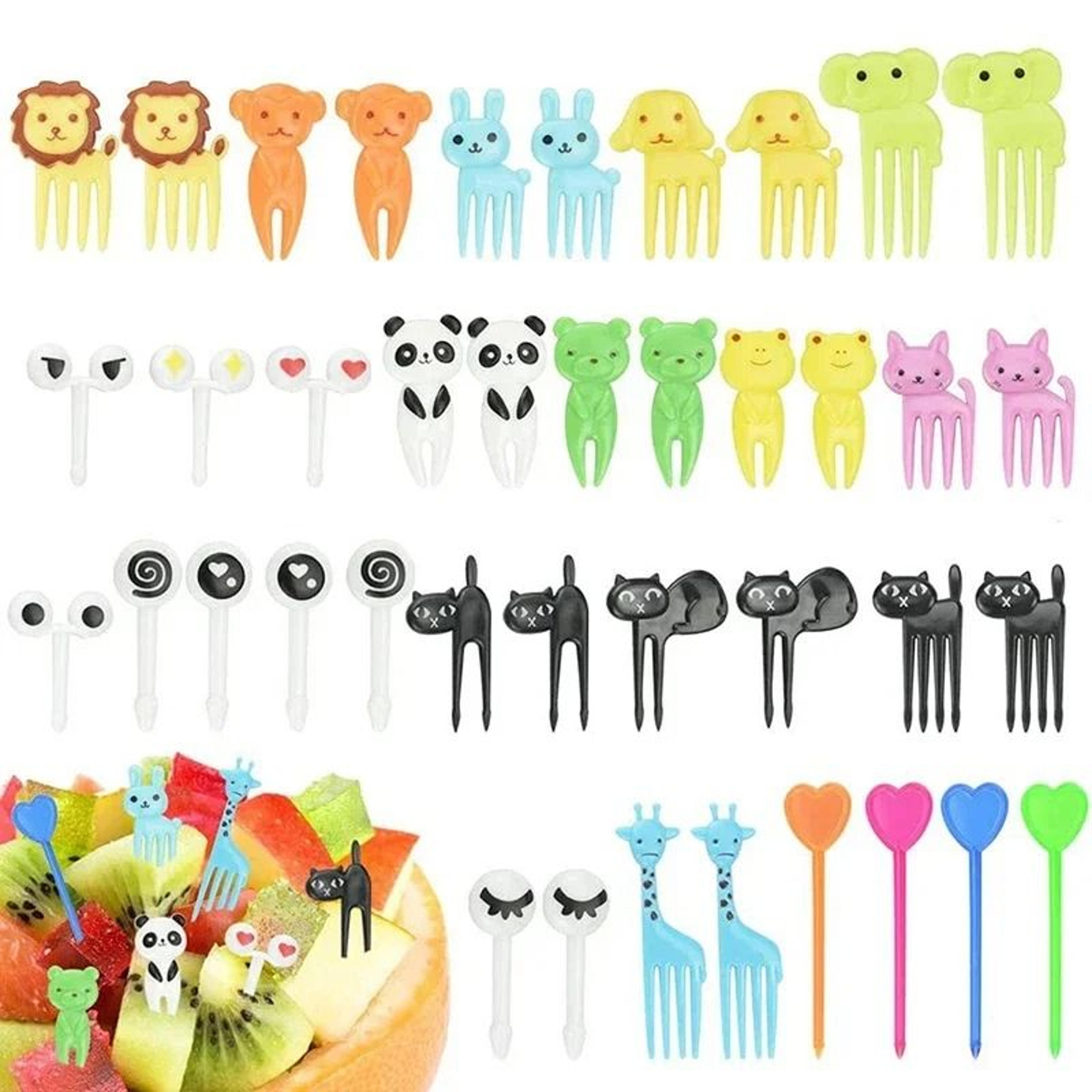 animal-themed mini food picks and kids' bento box accessories