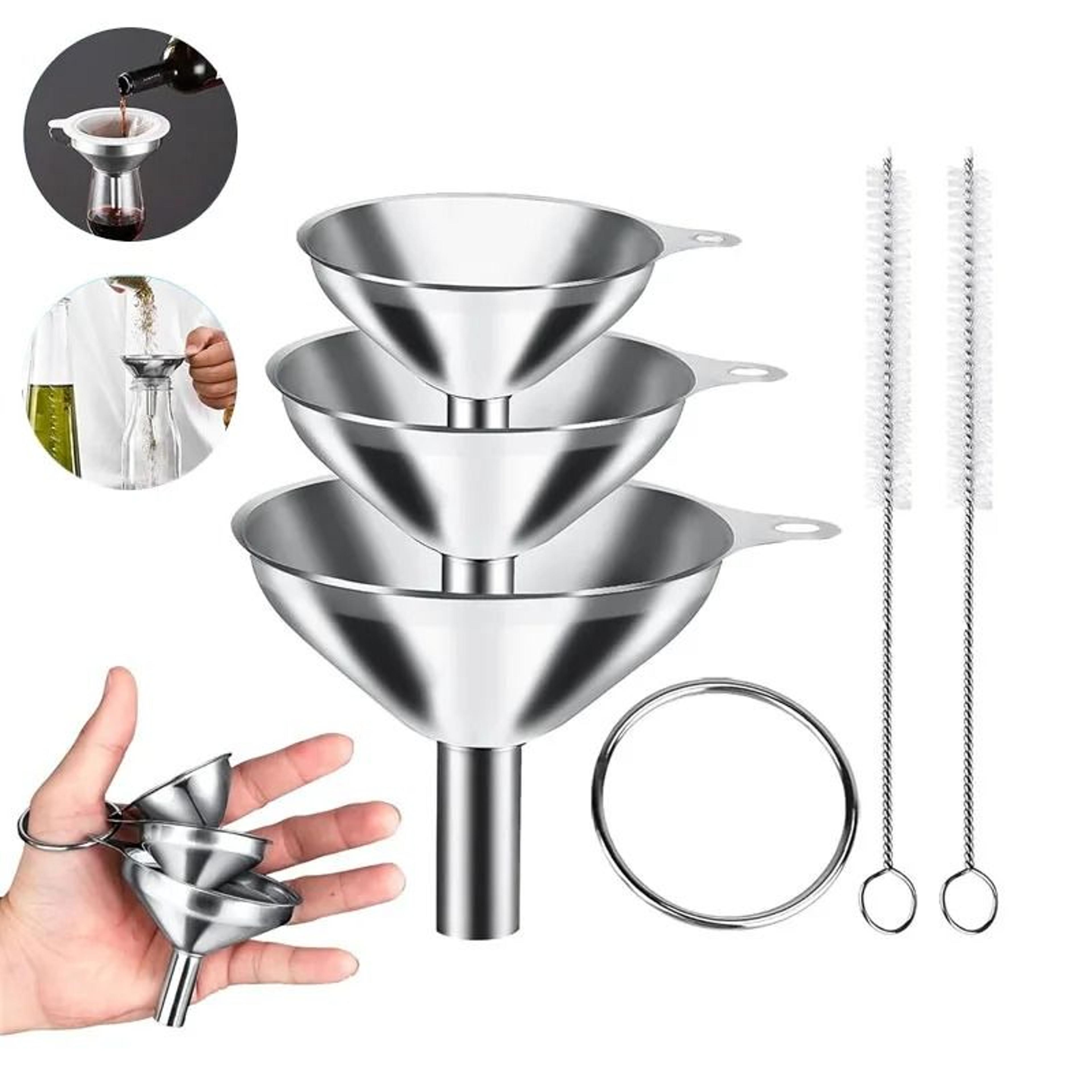 3-piece premium stainless steel kitchen funnel set