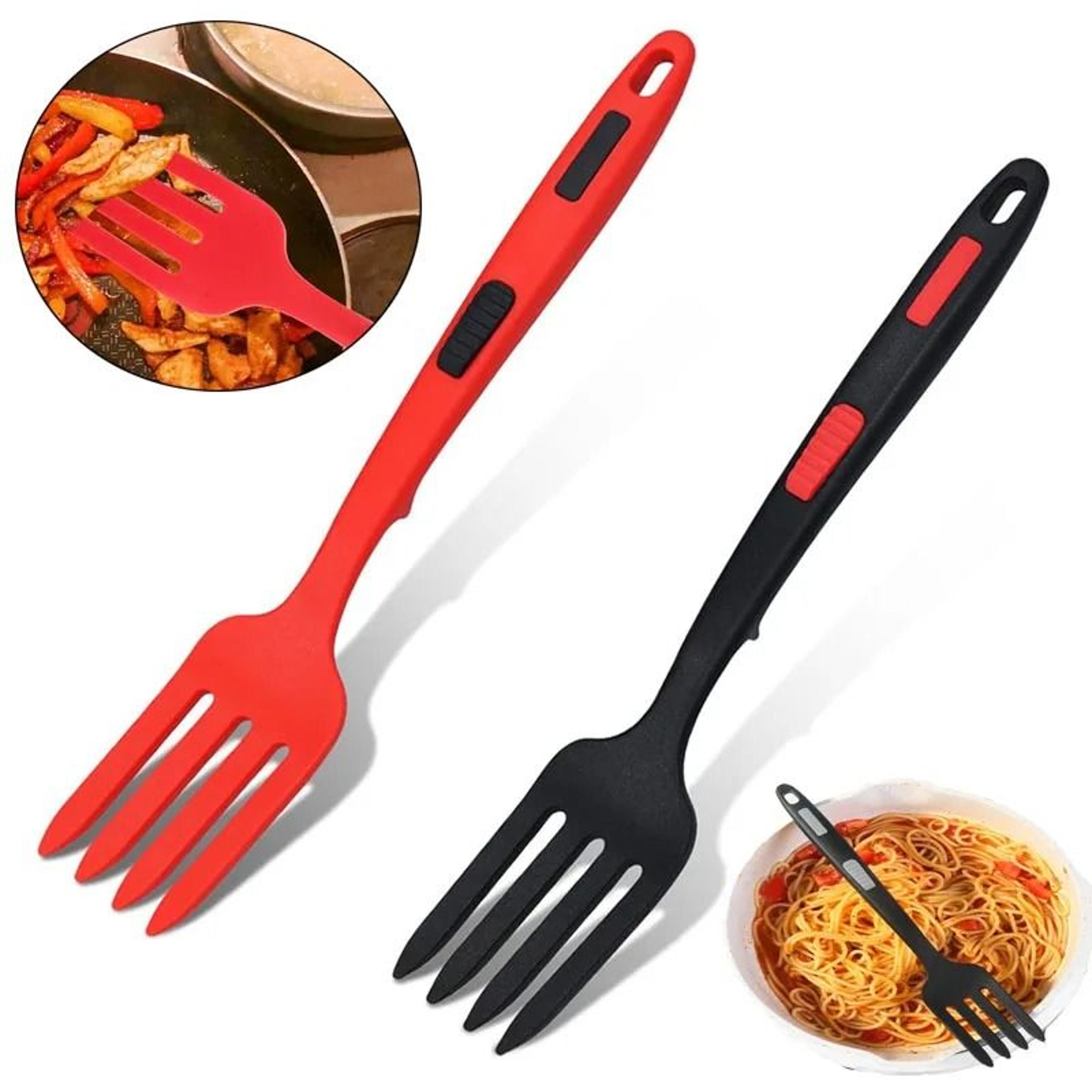 silicone flexible cooking fork and heat-resistant pasta server