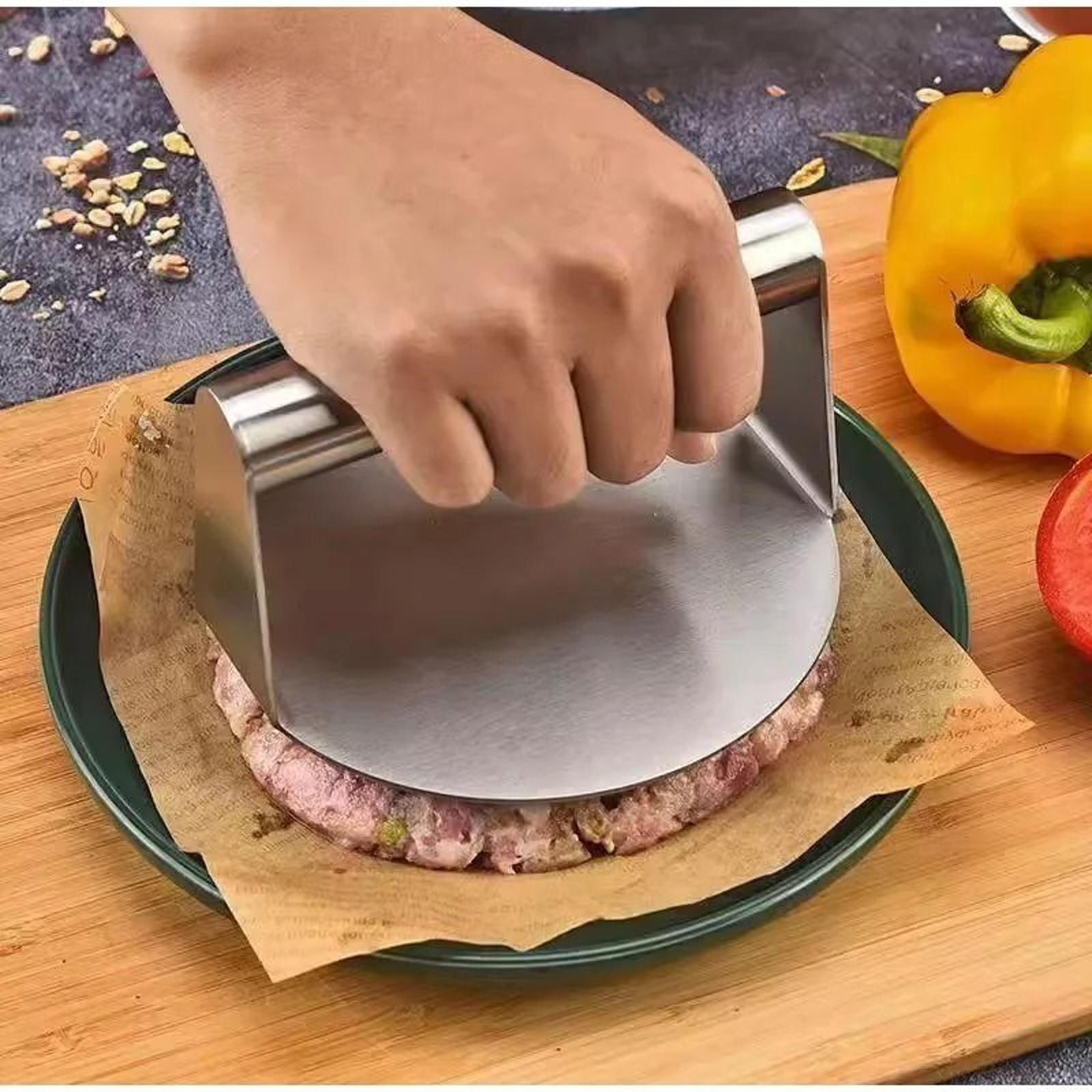 stainless steel smash burger press & circular meat masher