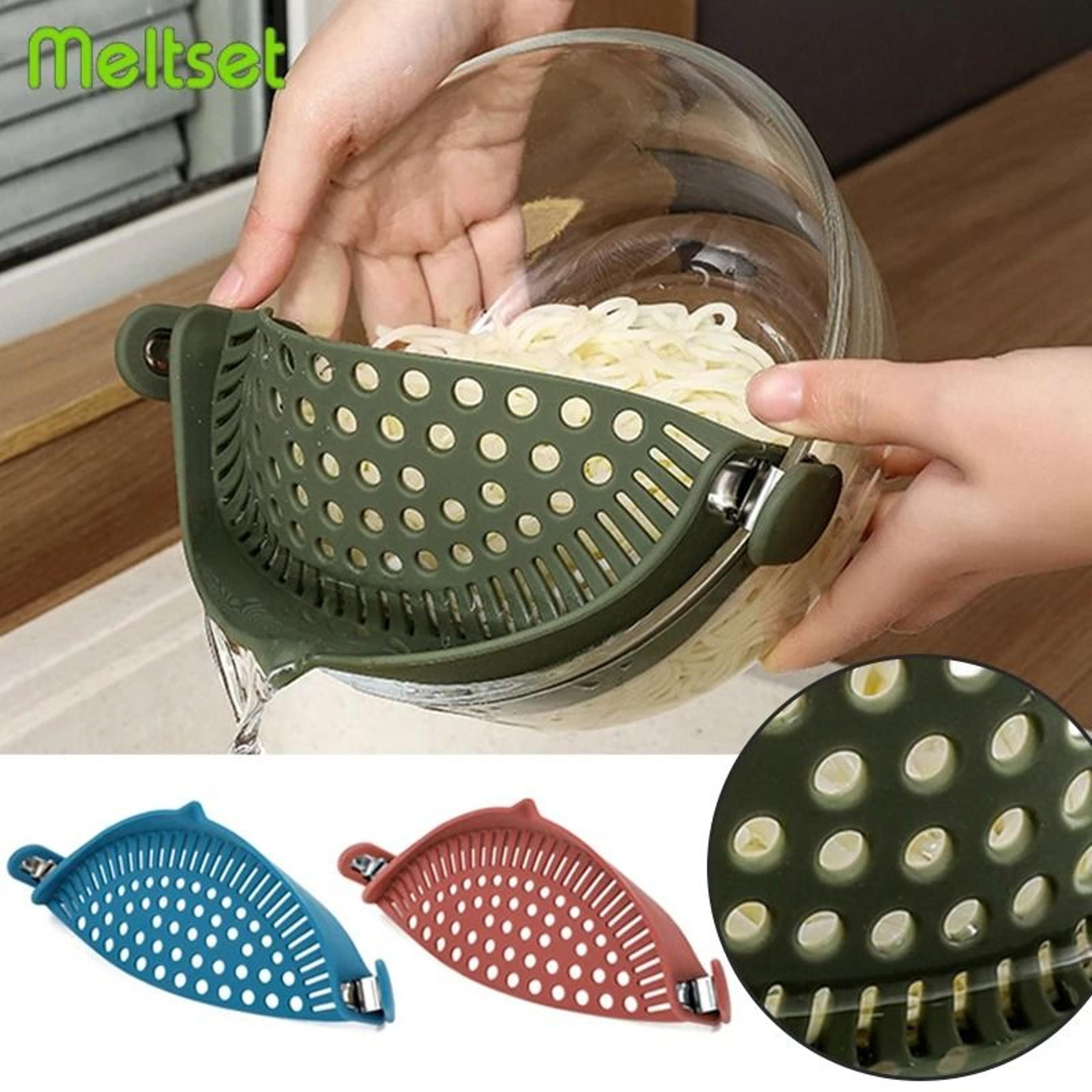 universal clip-on silicone pot strainer & flexible food drainer