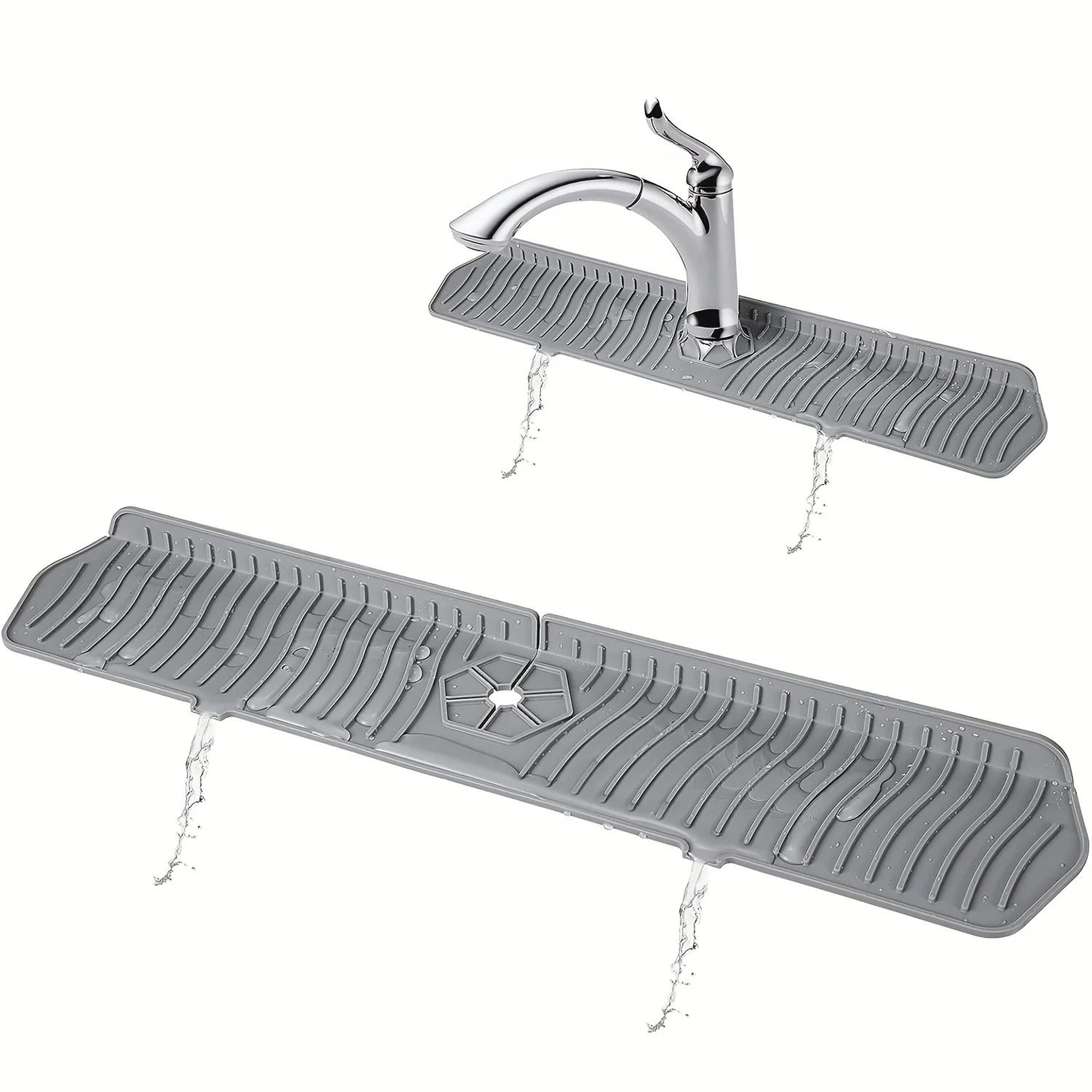 extra-long silicone faucet splash guard & absorbent sink countertop protector