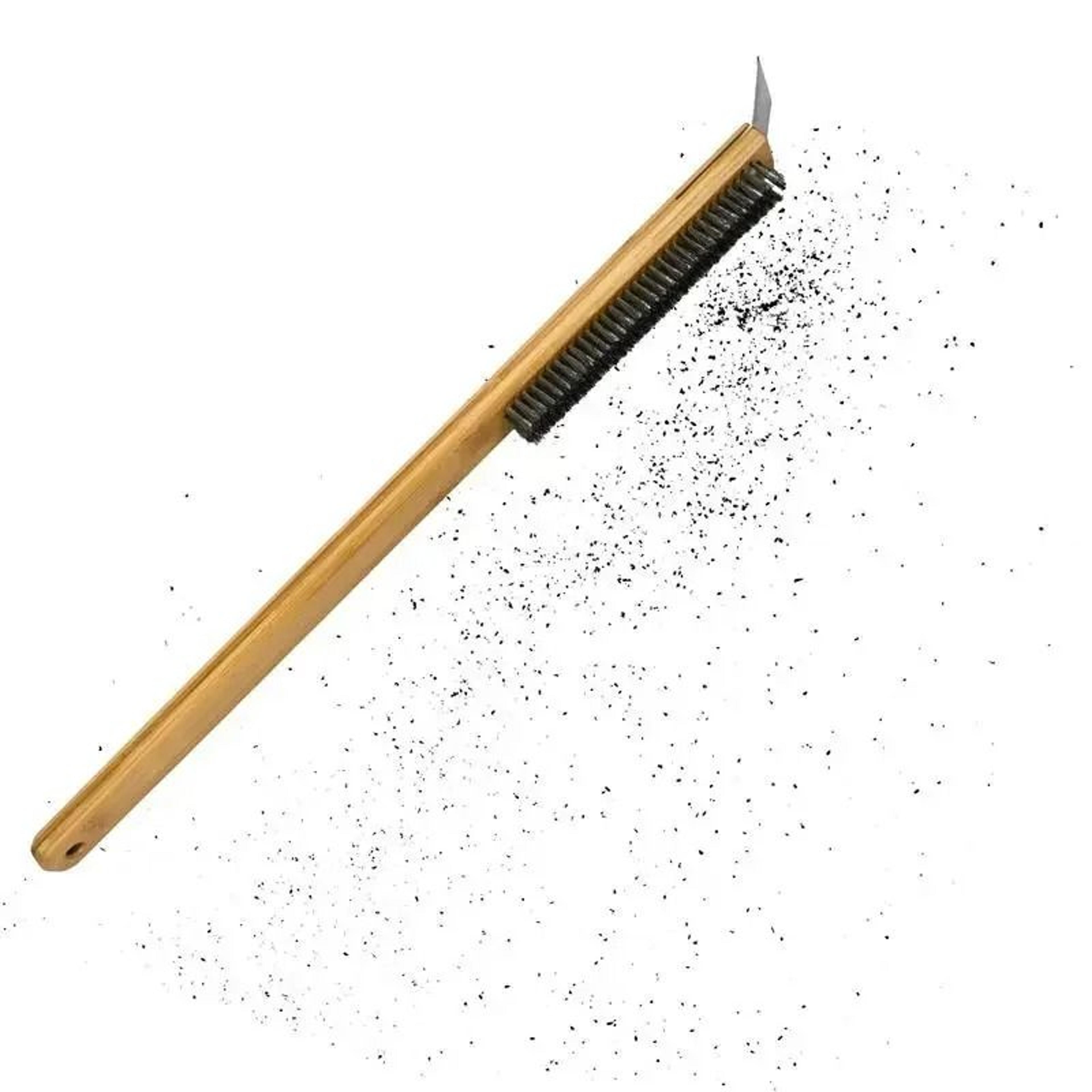 swivel head pizza oven brush and stainless steel scraper