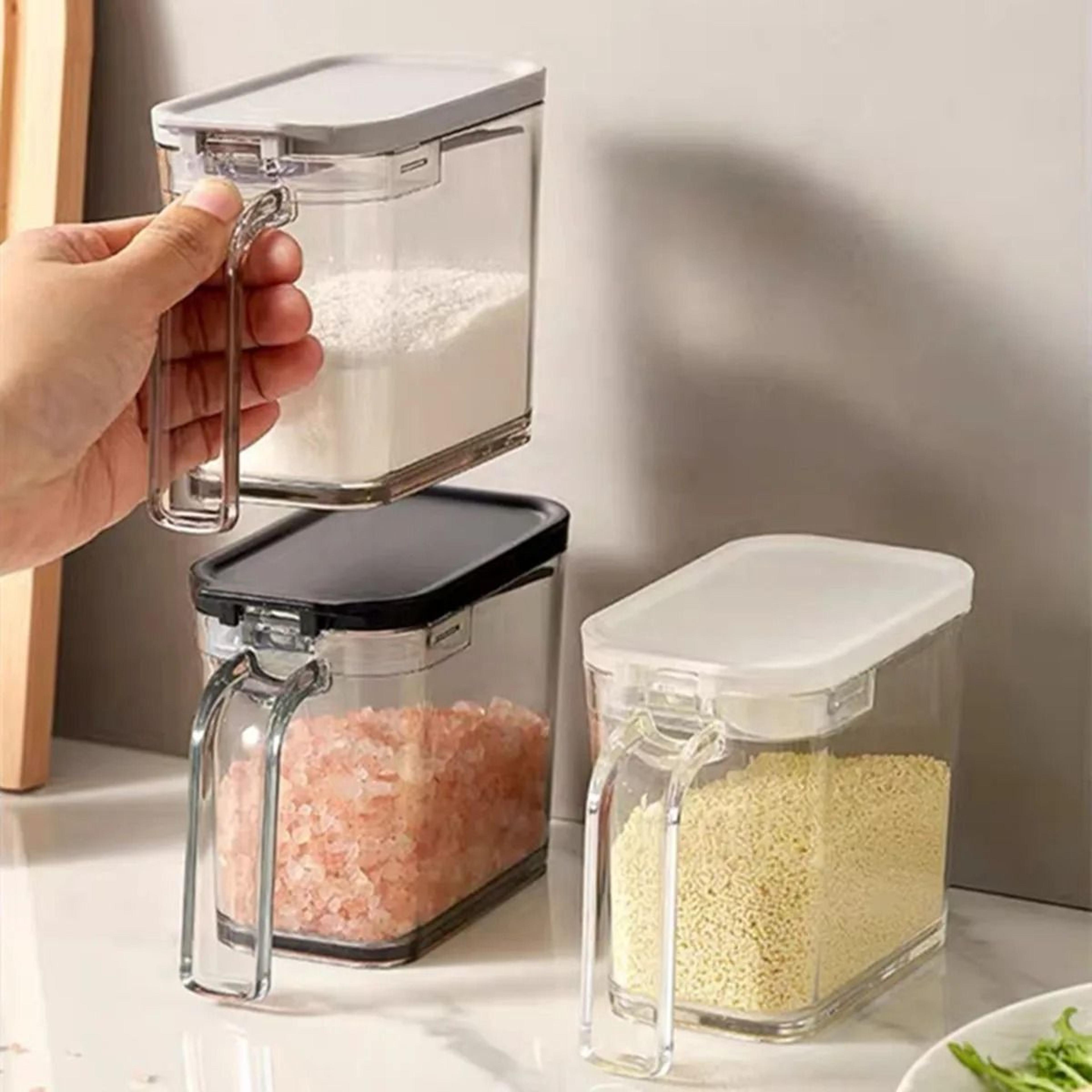 sealed pop-top moisture-proof seasoning box with integrated spoon