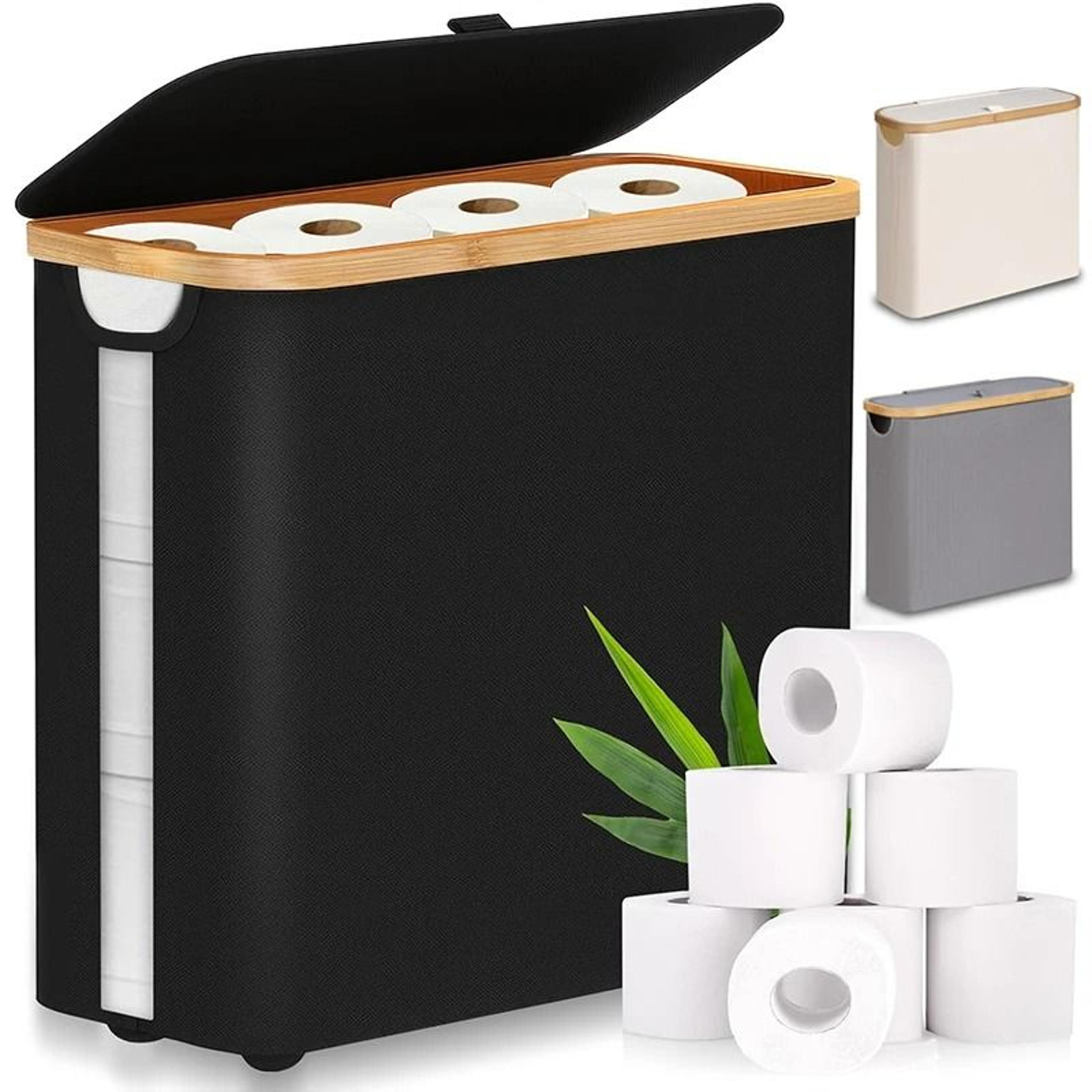 foldable toilet paper storage basket – large capacity bathroom organizer with lid