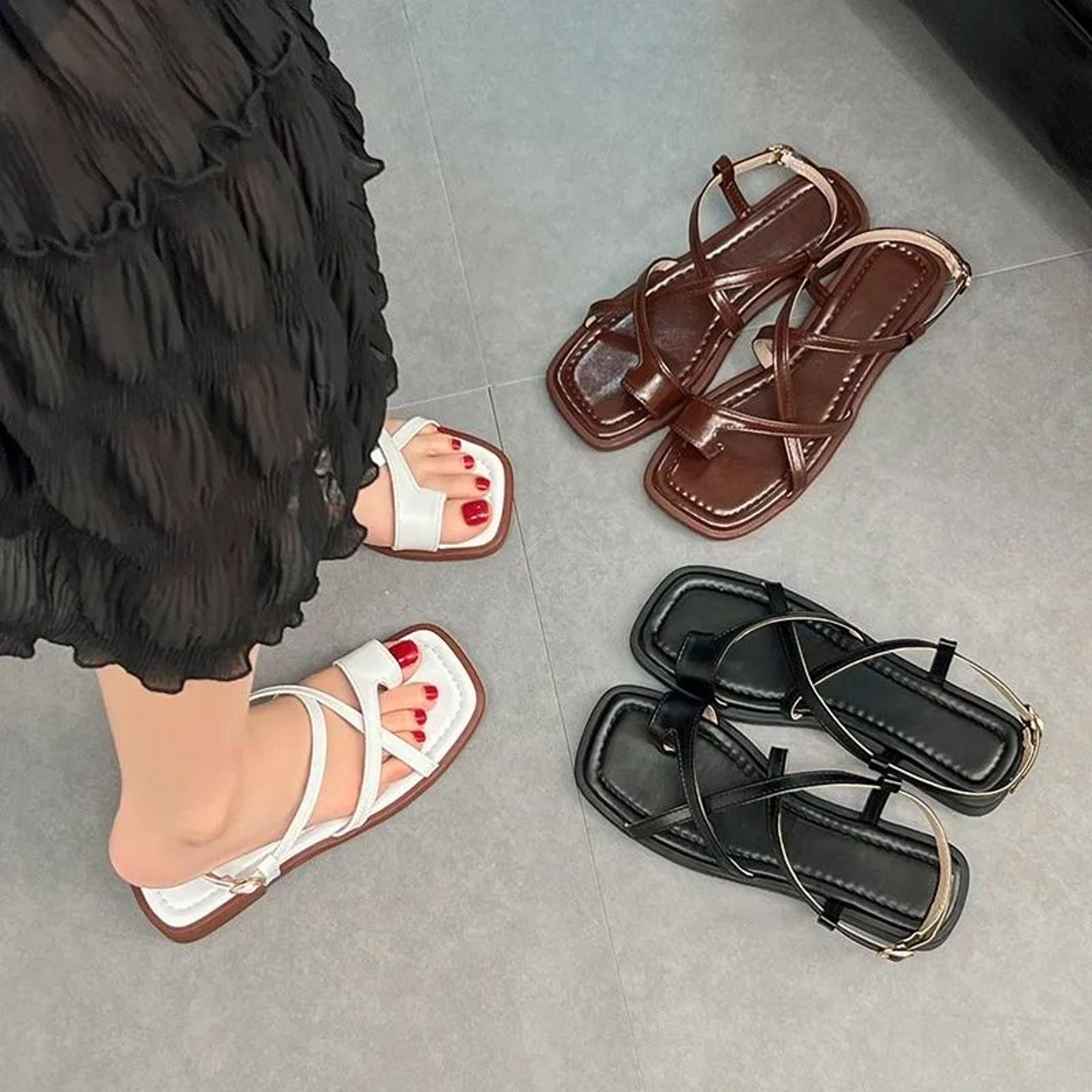modern elastic band rome sandals – simple fashionable summer beach flats