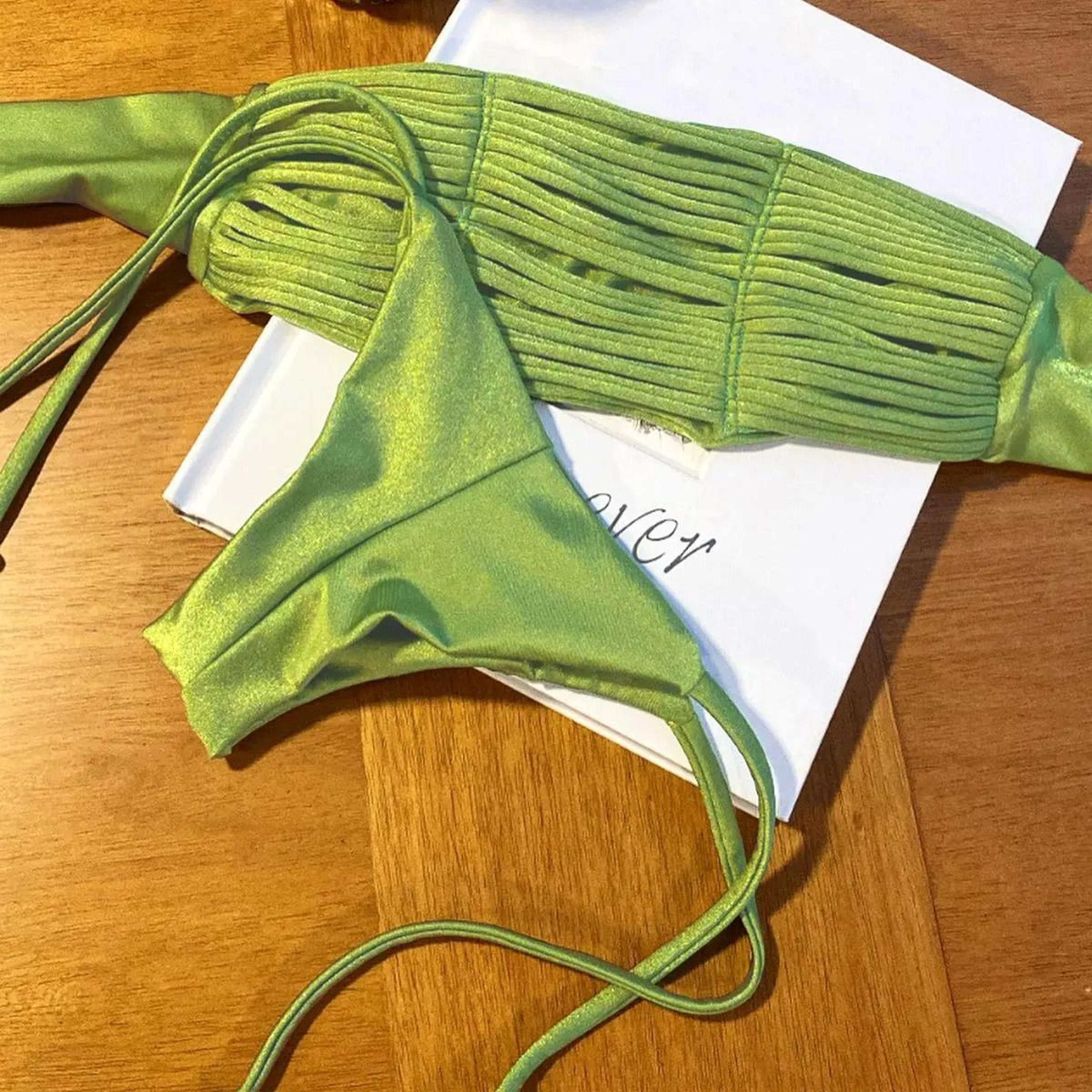 bandage stripe brazilian bikini – sexy lace-up two-piece swimwear