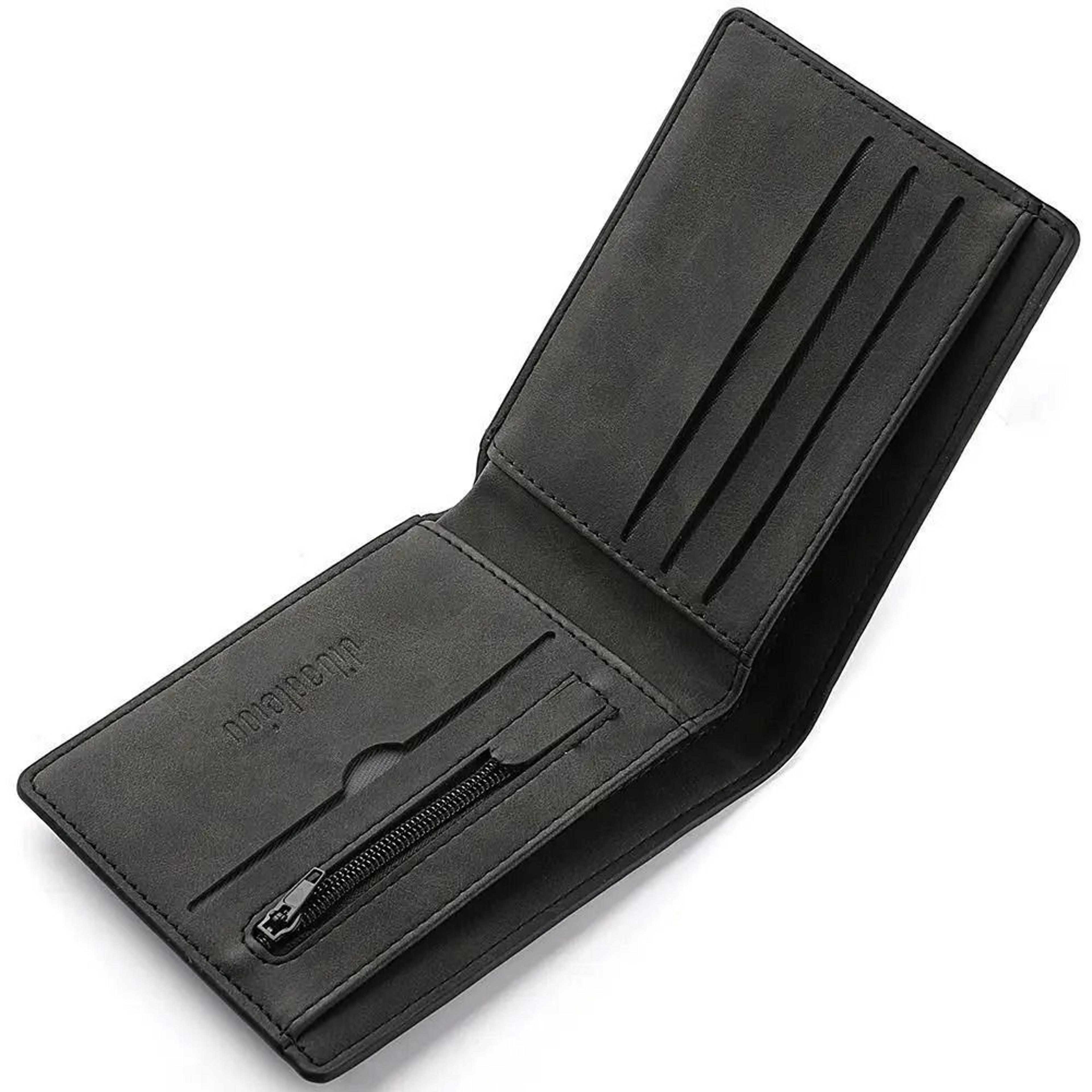 multi-card slot mens wallet – slim pu leather large-capacity folding purse