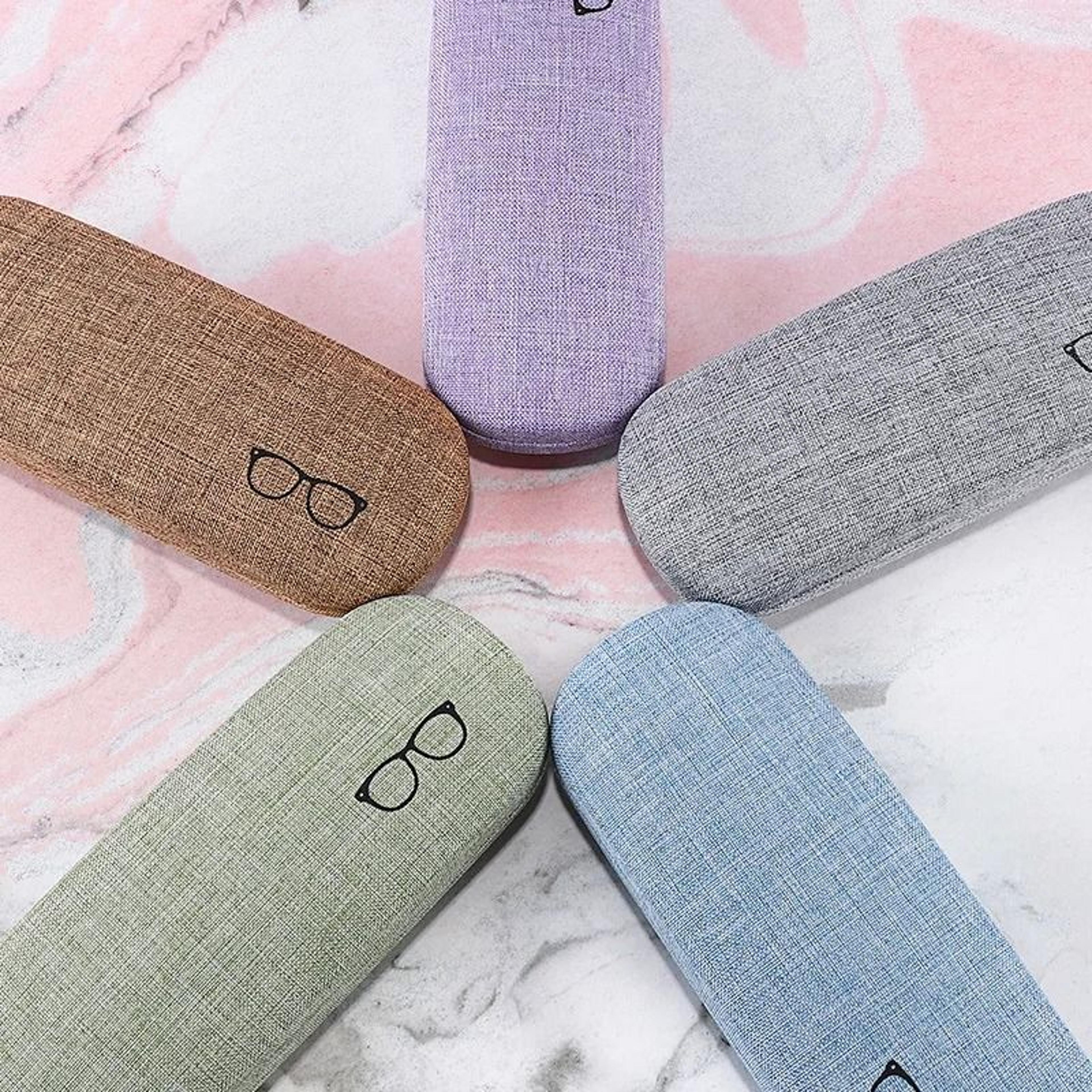 linen fabric hard-shell glasses case – protective eyewear cover for sunglasses & spectacles