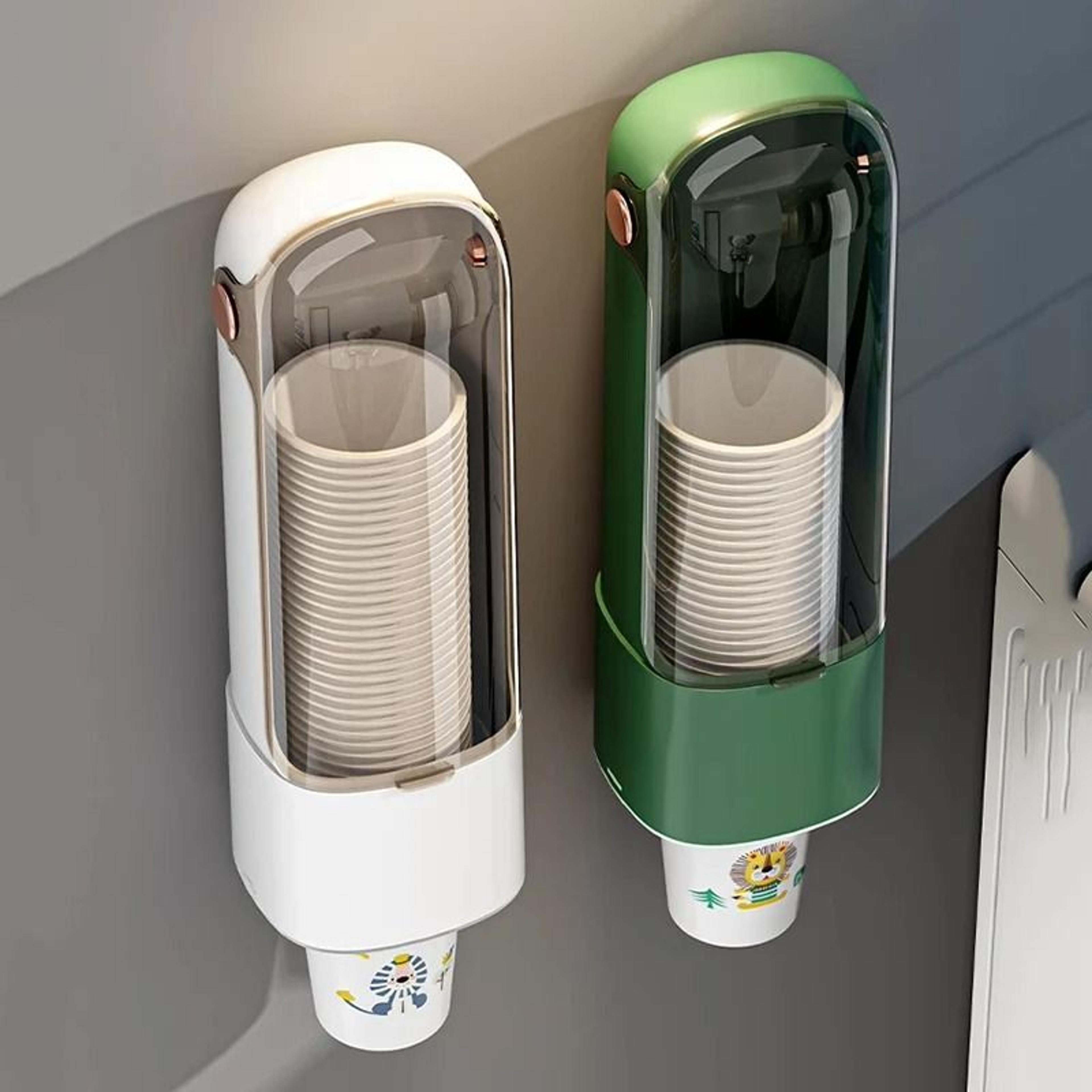 wall-mounted no-drill cup dispenser – dustproof household paper cup storage rack