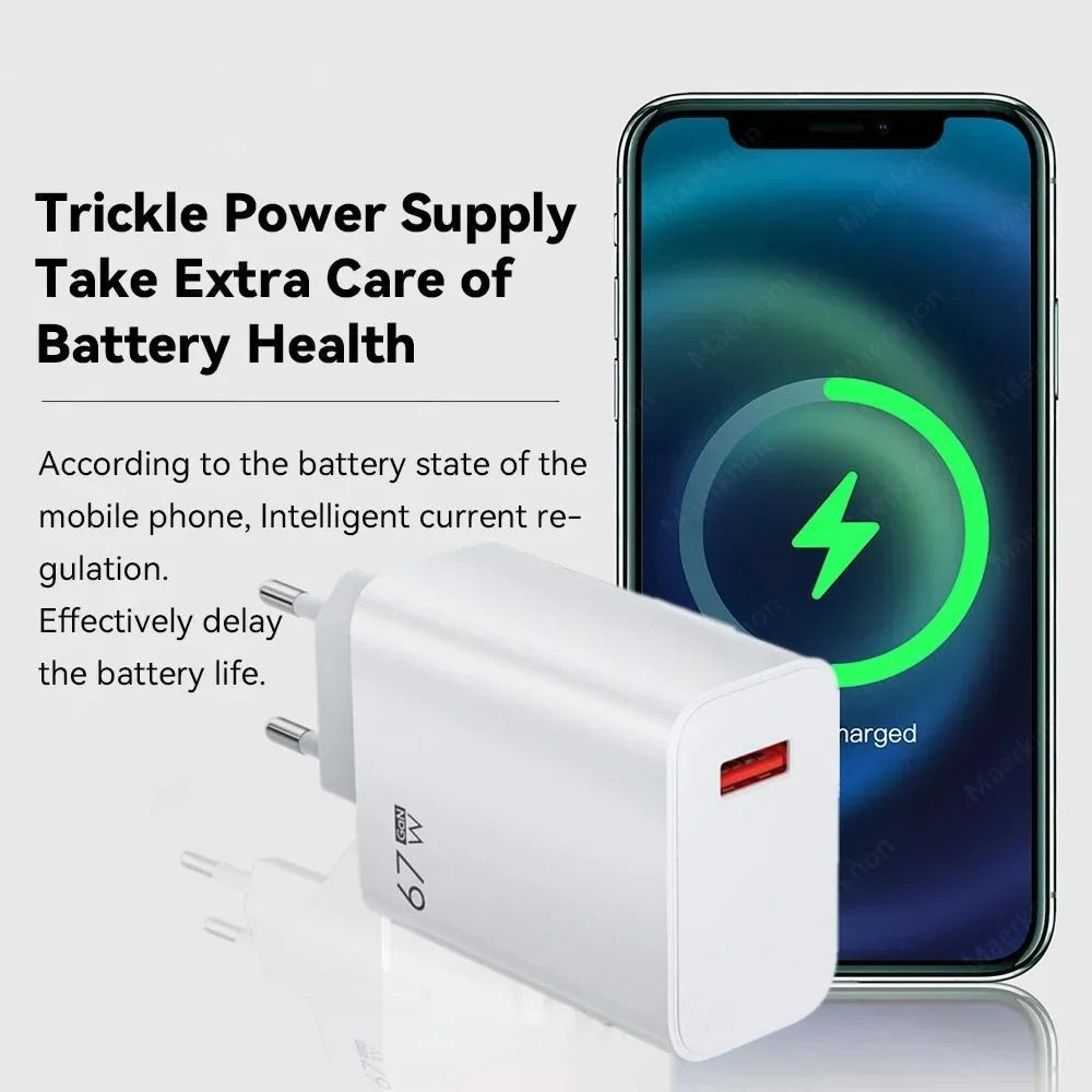 67w ultra-fast gan wall charger with high-capacity 10a type-c cable