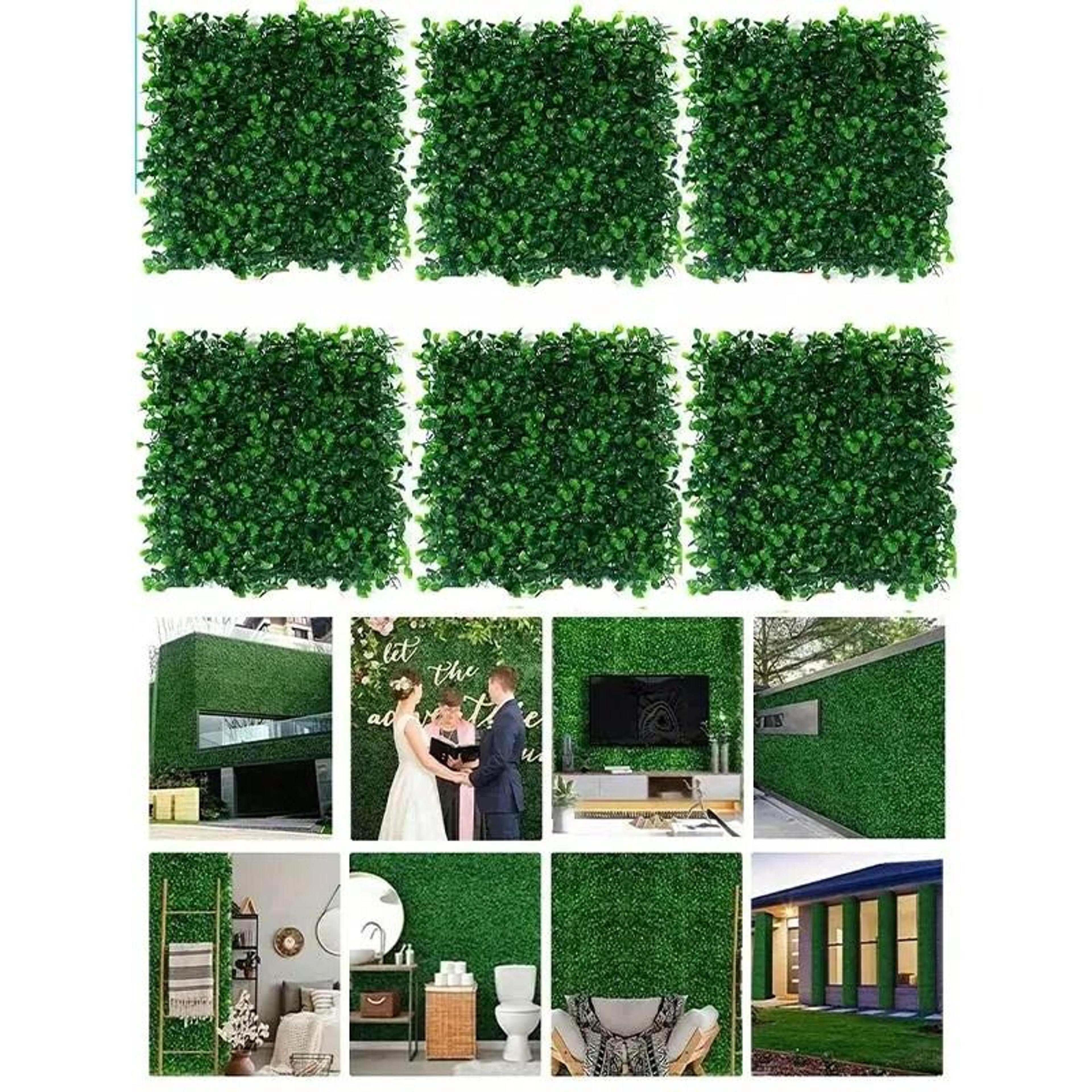 10-piece artificial boxwood hedge wall panels | uv-protected greenery privacy screen