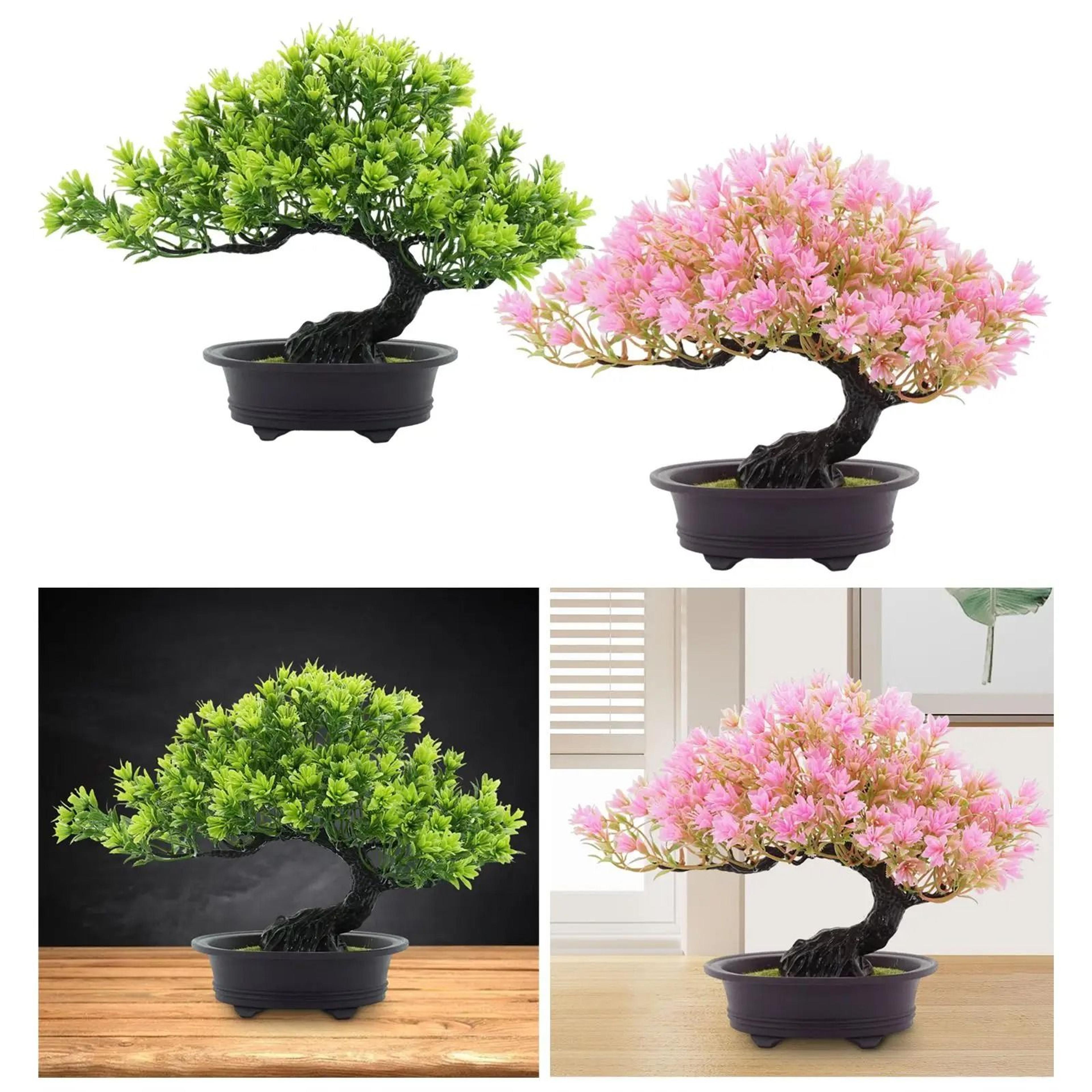 artificial japanese pine bonsai | zen-inspired desktop greenery & office decor