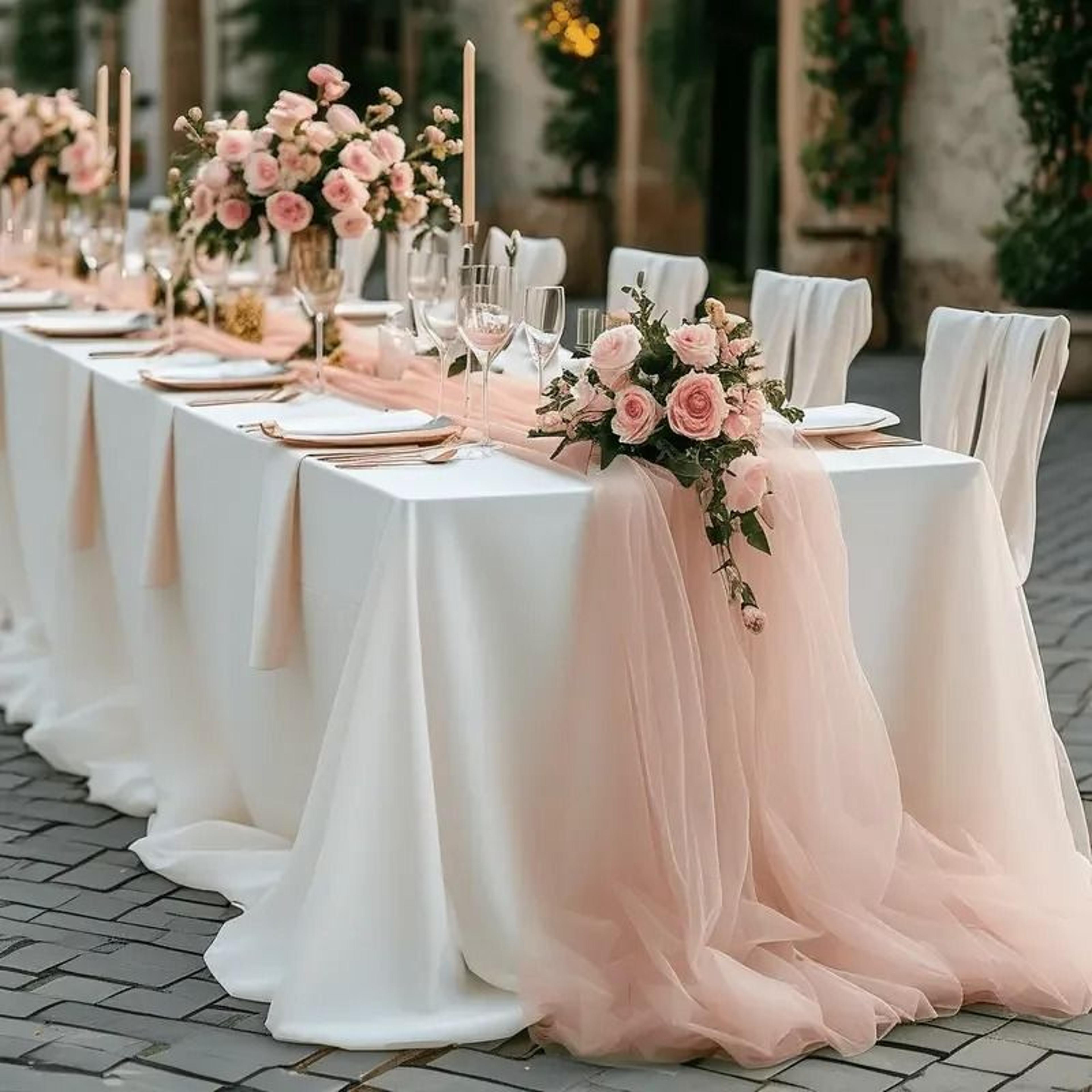 gauze sheer table runner | elegant arch & event decor