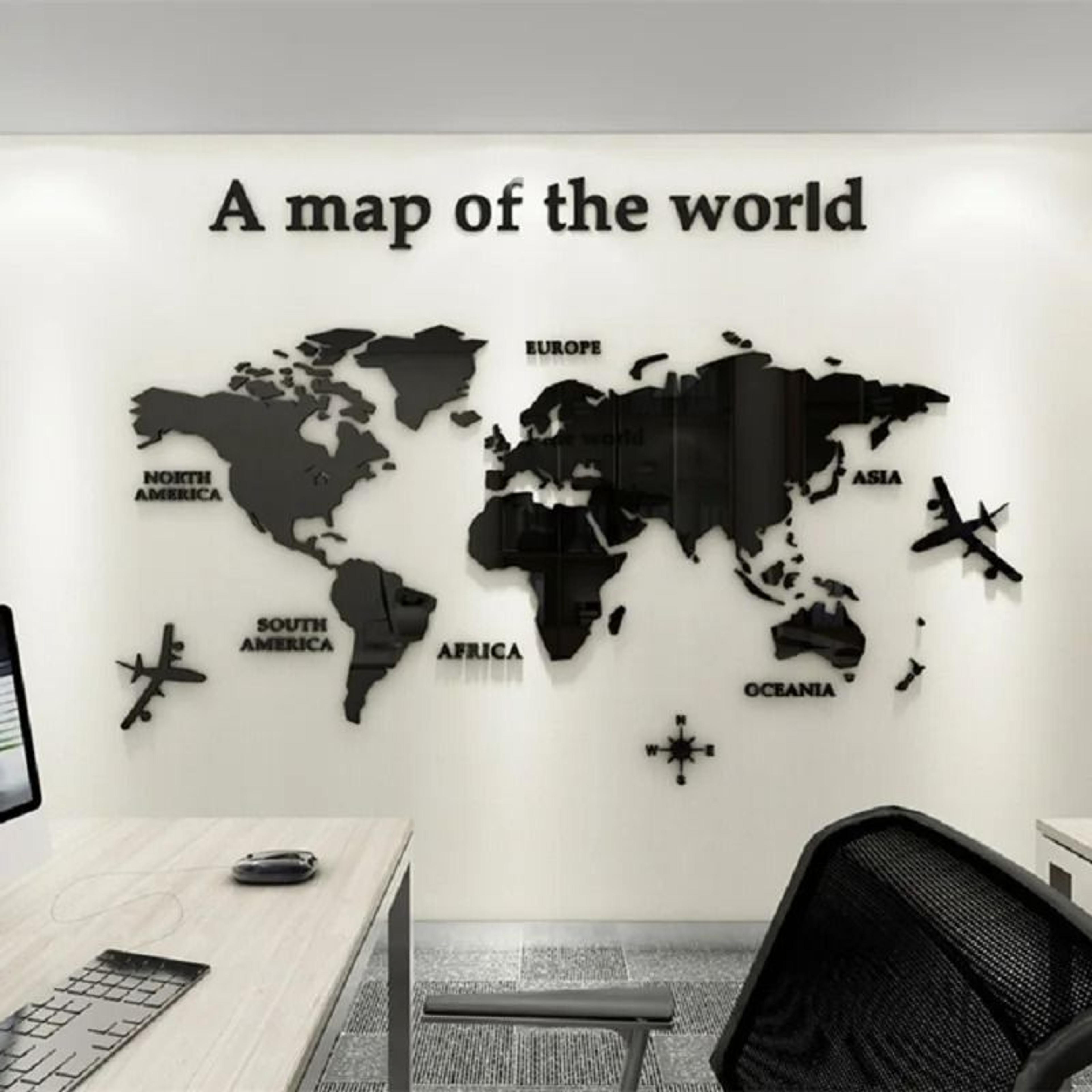 3d acrylic world map | solid color crystal wall mural