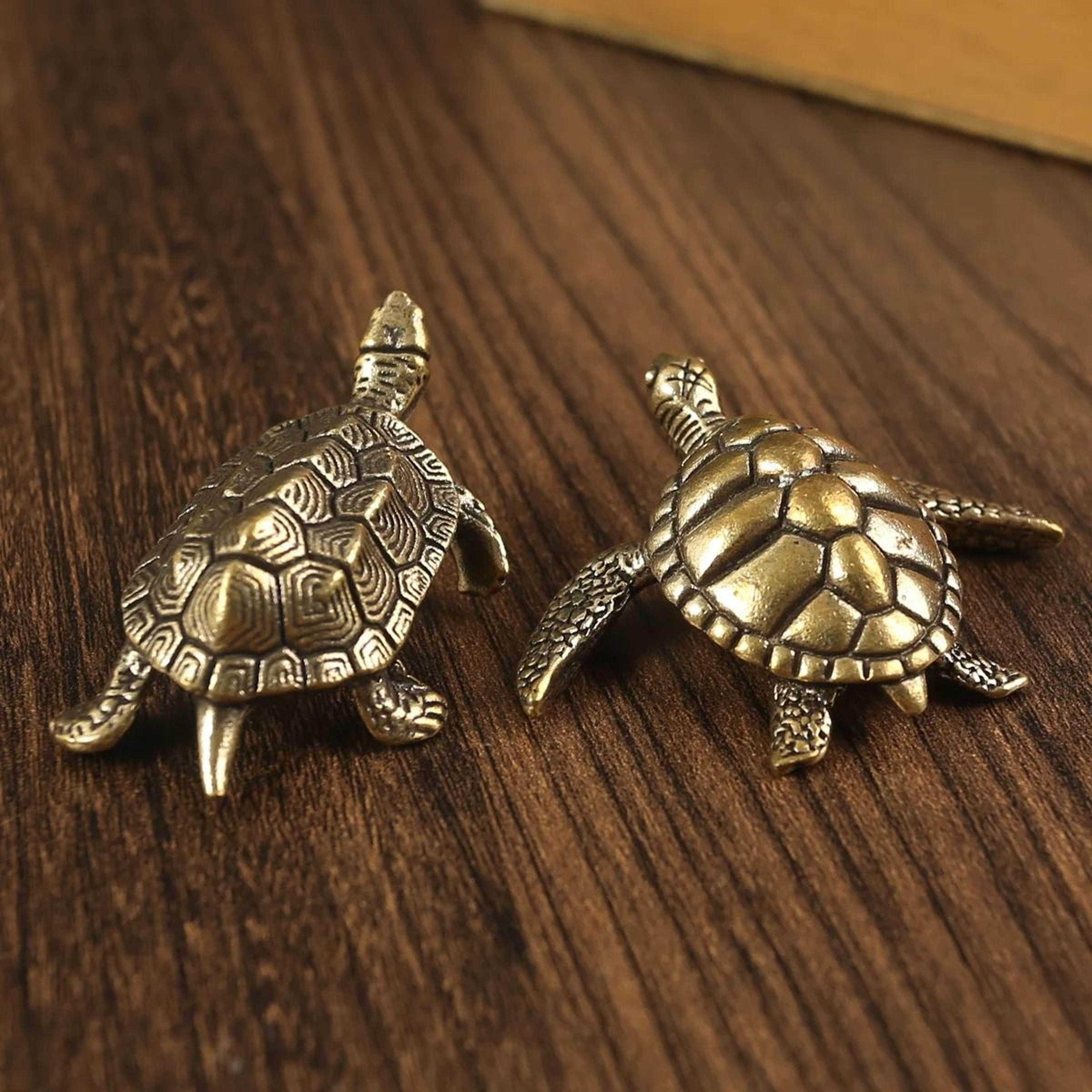 pure copper turtle statue | vintage brass feng shui ornament