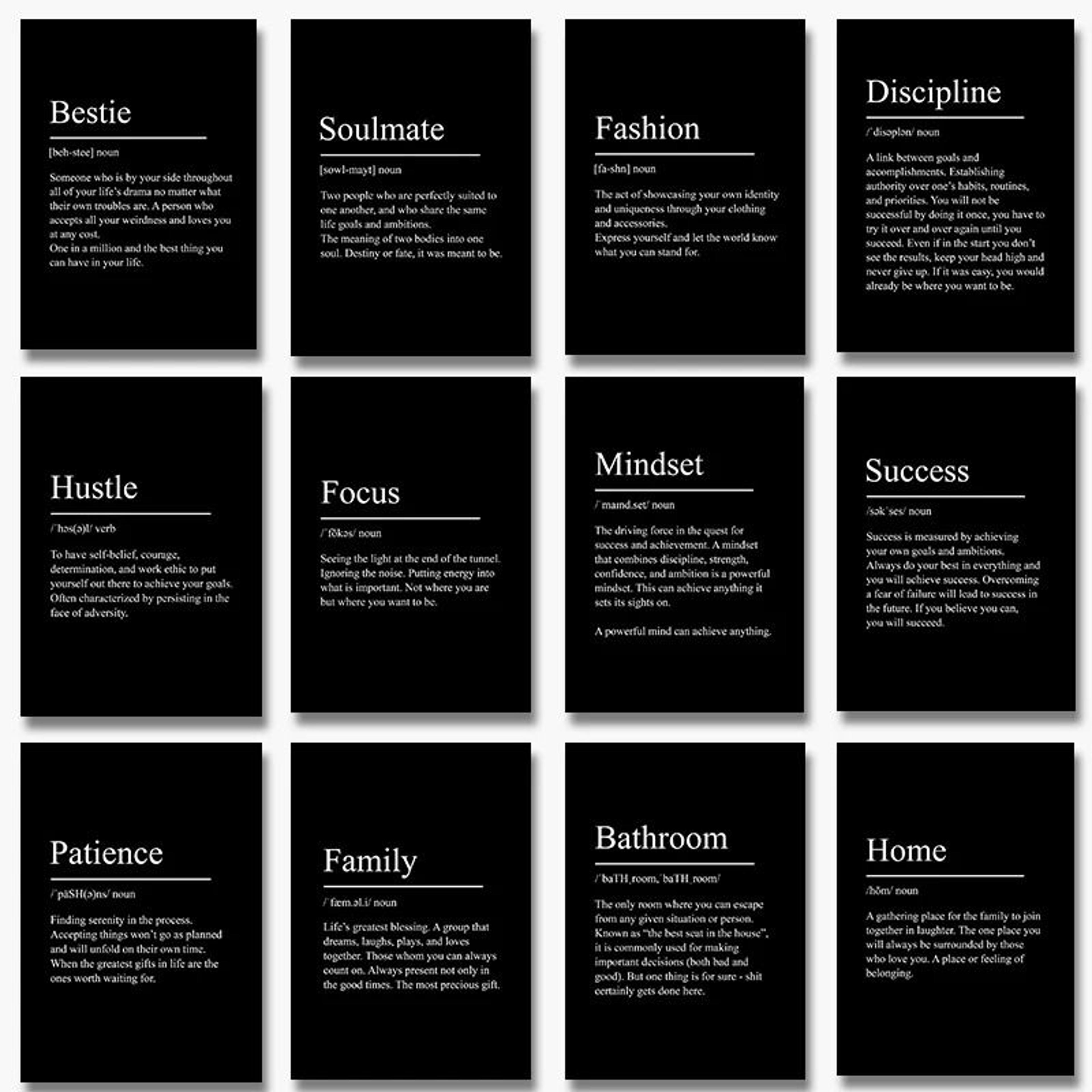 minimalist mindset definition canvas – inspirational success & focus poster for modern home decor