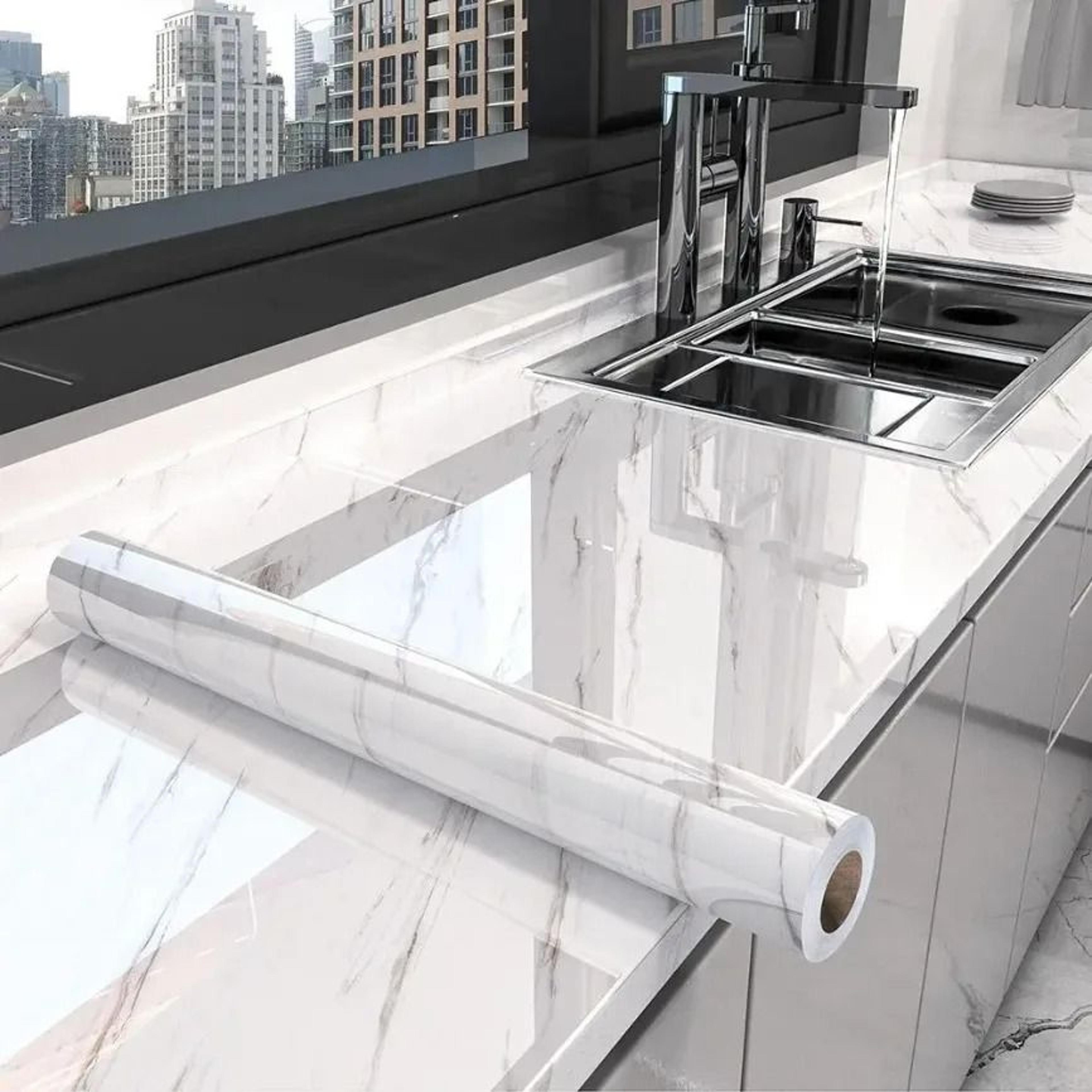 marble self-adhesive wallpaper – modern peel & stick waterproof contact paper for kitchen & bathroom