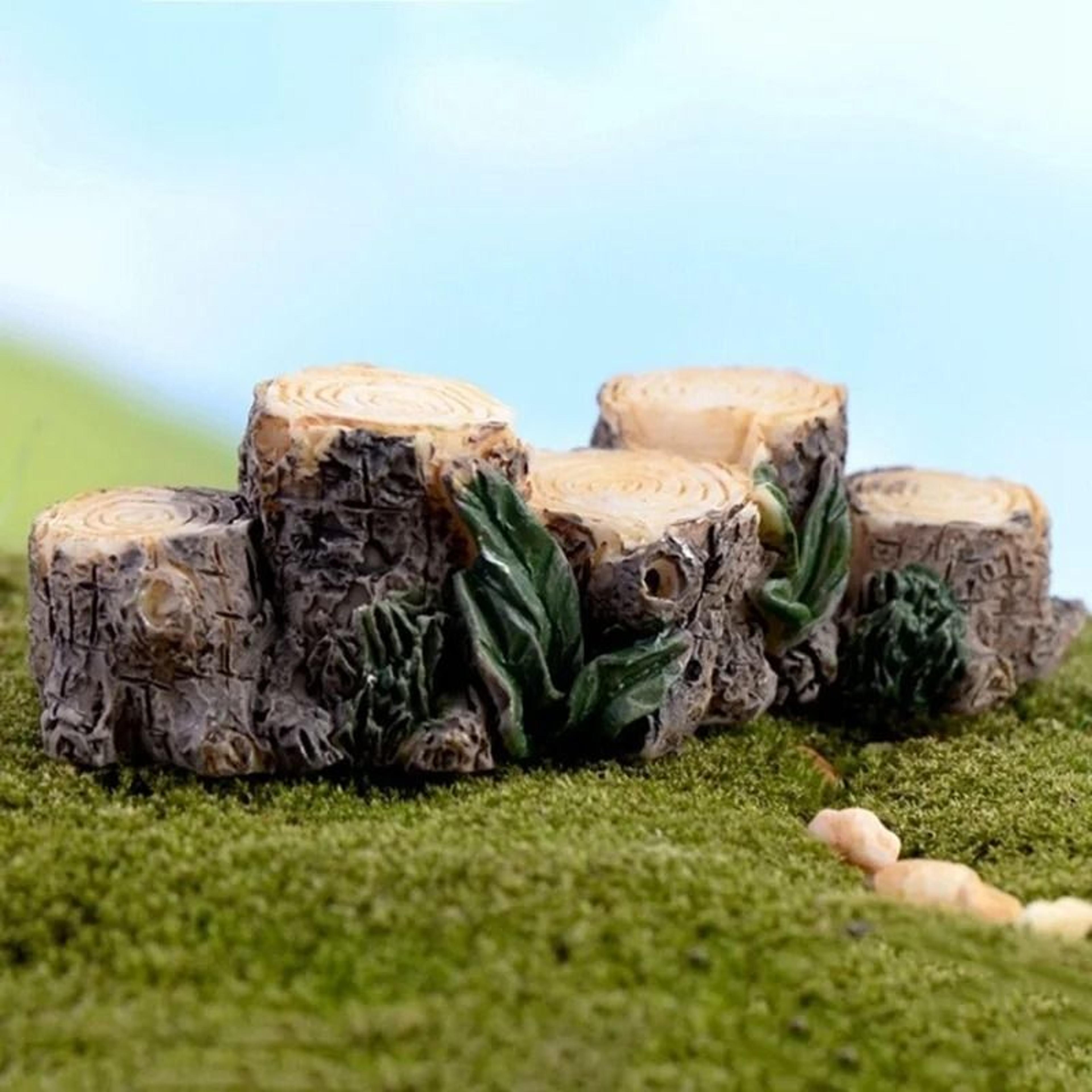 miniature tree stump bridge – realistic resin fairy garden bridge for diy dollhouses, terrariums & succulent micro-lands