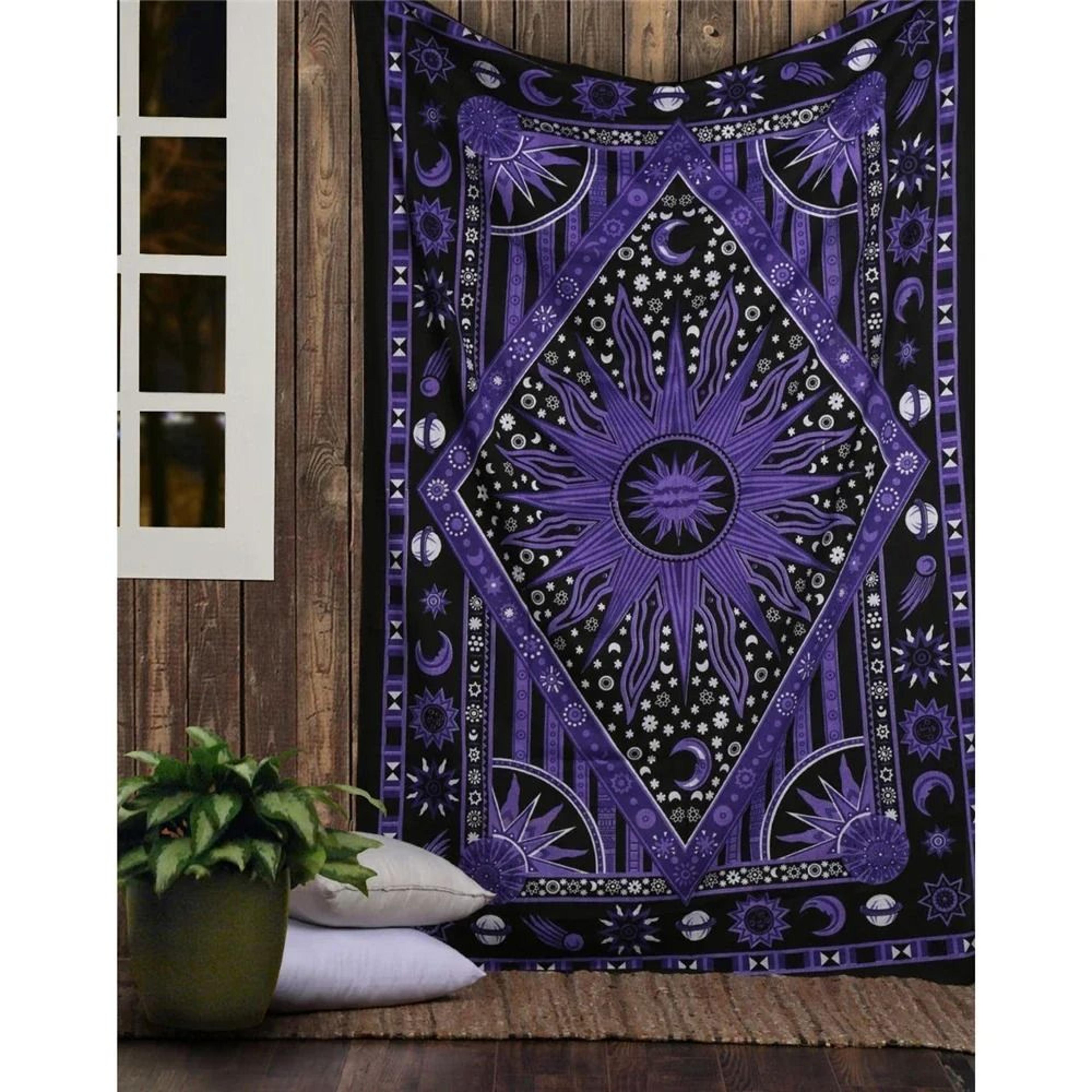 indian tarot & mandala divination tapestry – bohemian hippie wall hanging for bedroom, living room & aesthetic backdrop