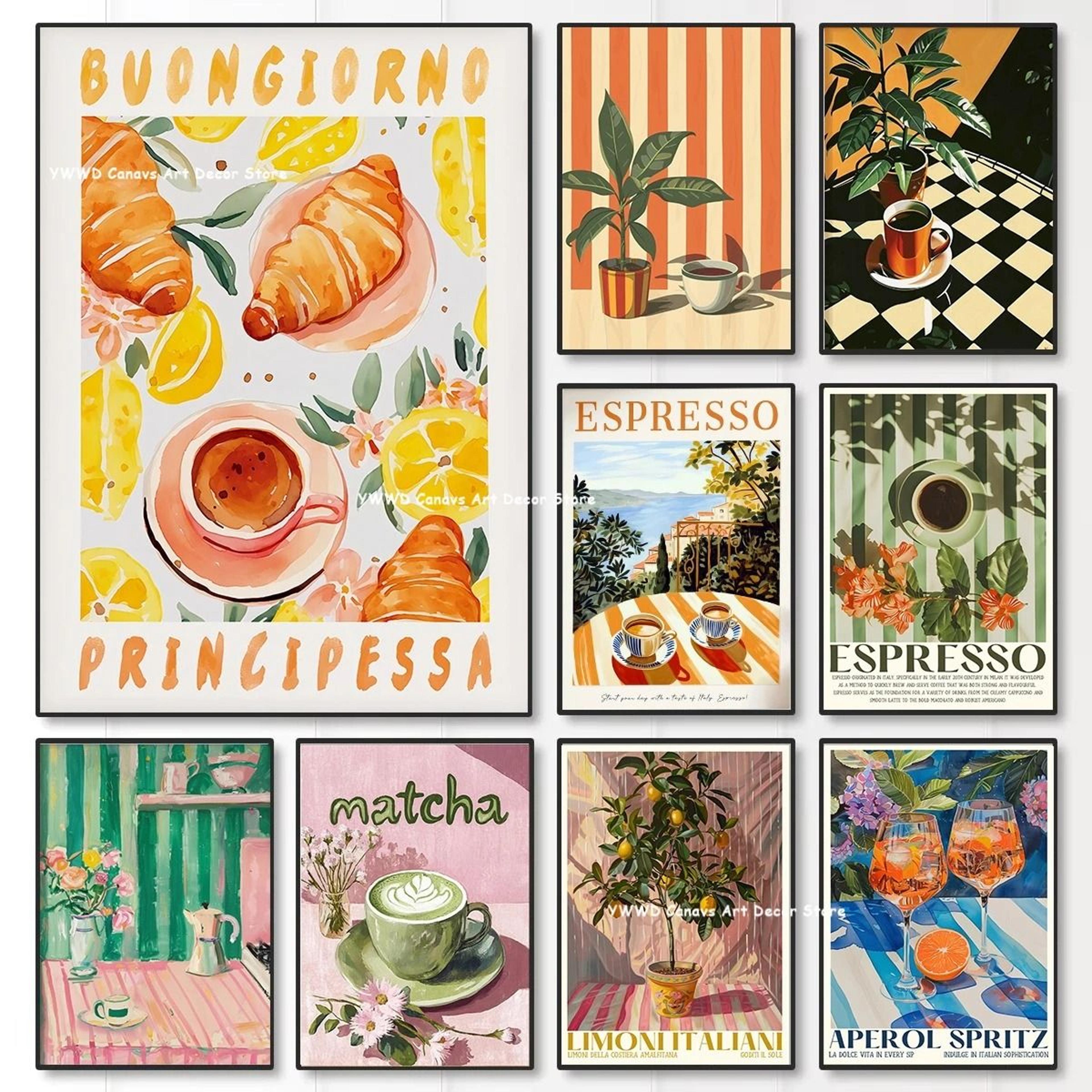 buongiorno espresso & "what is tea" canvas prints – chic food & beverage wall art for modern kitchen & living room decor
