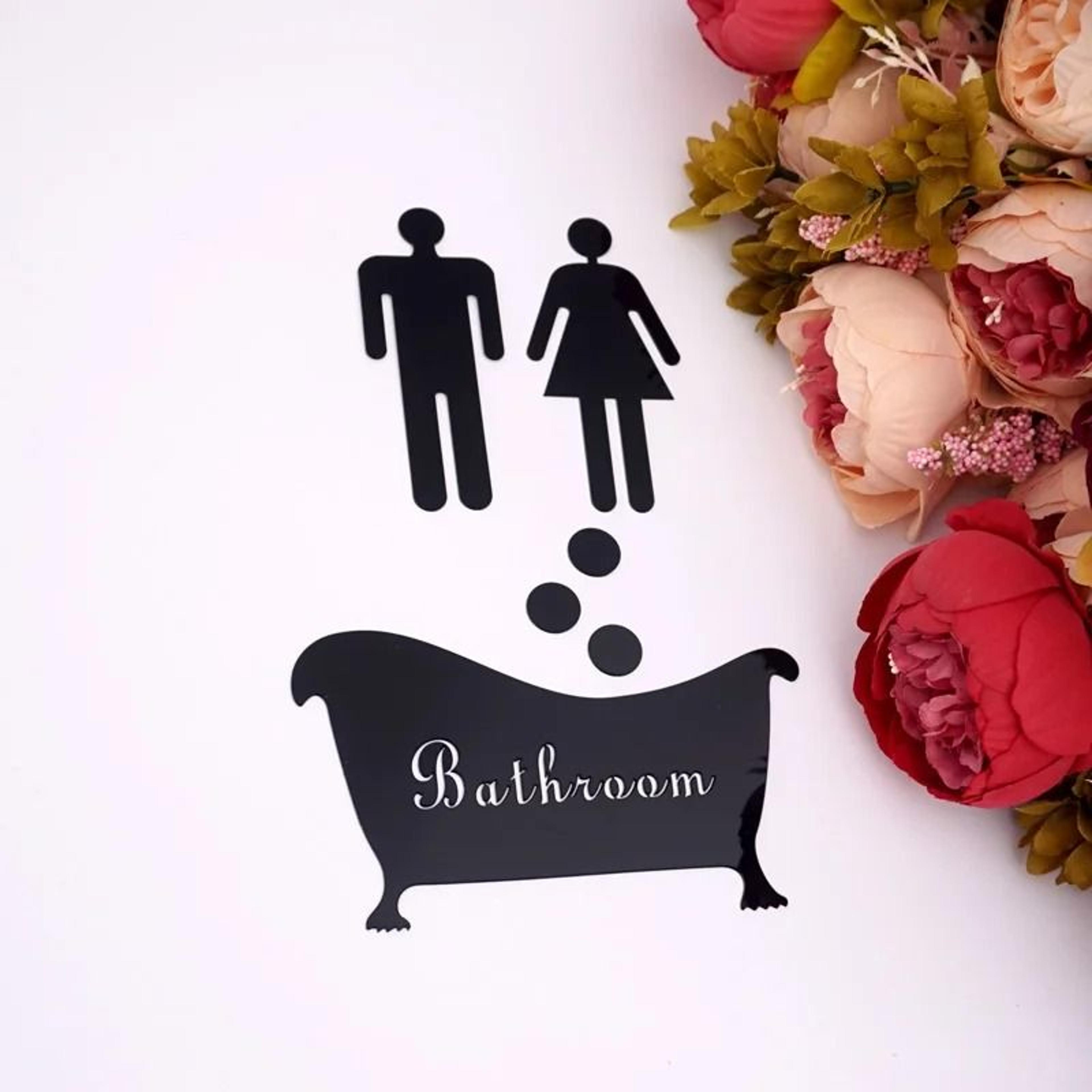 acrylic mirror bathroom signage set – man and woman public area toilet wall decor stickers