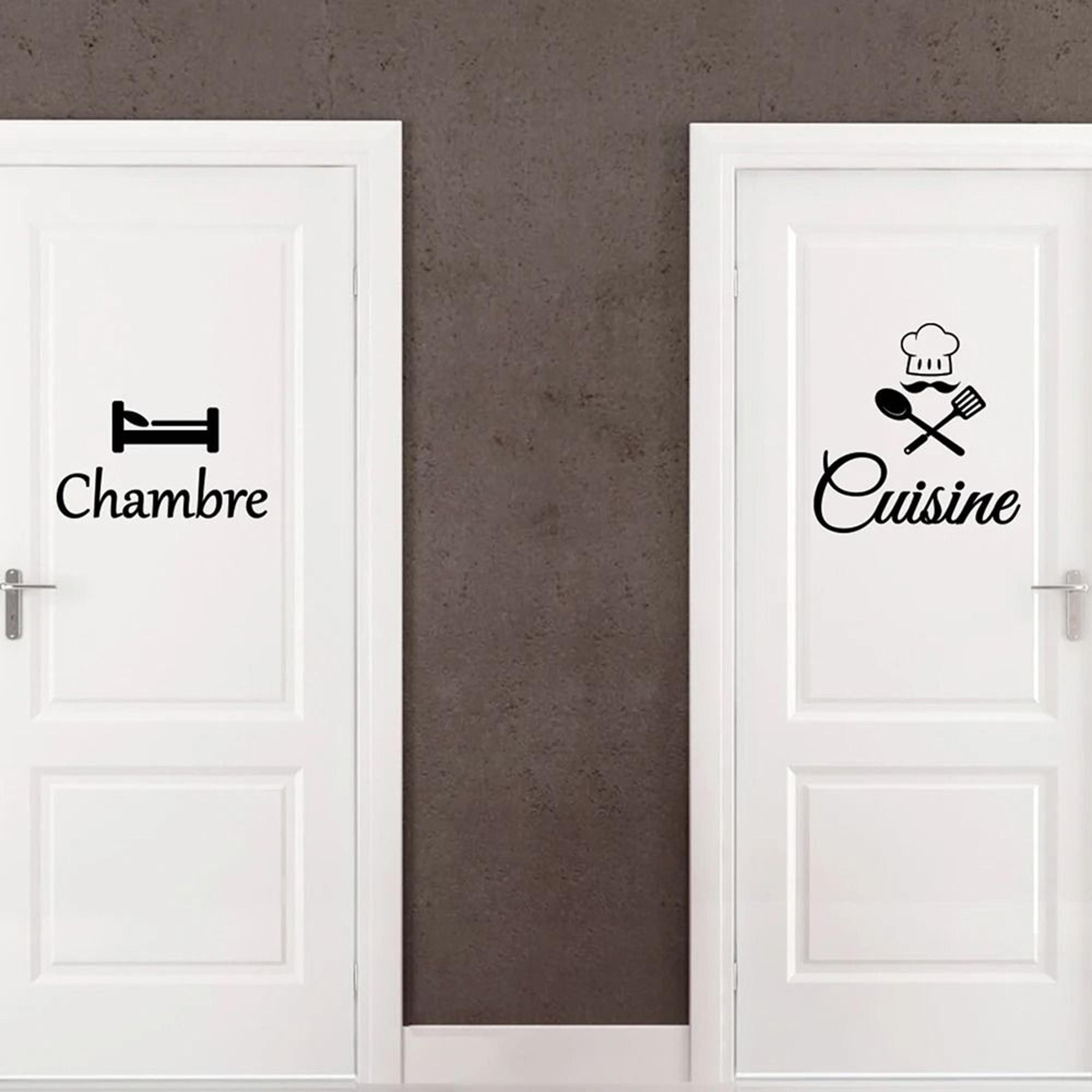french cuisine & chambre door decal – elegant vinyl wall sticker for kitchen & bedroom decor