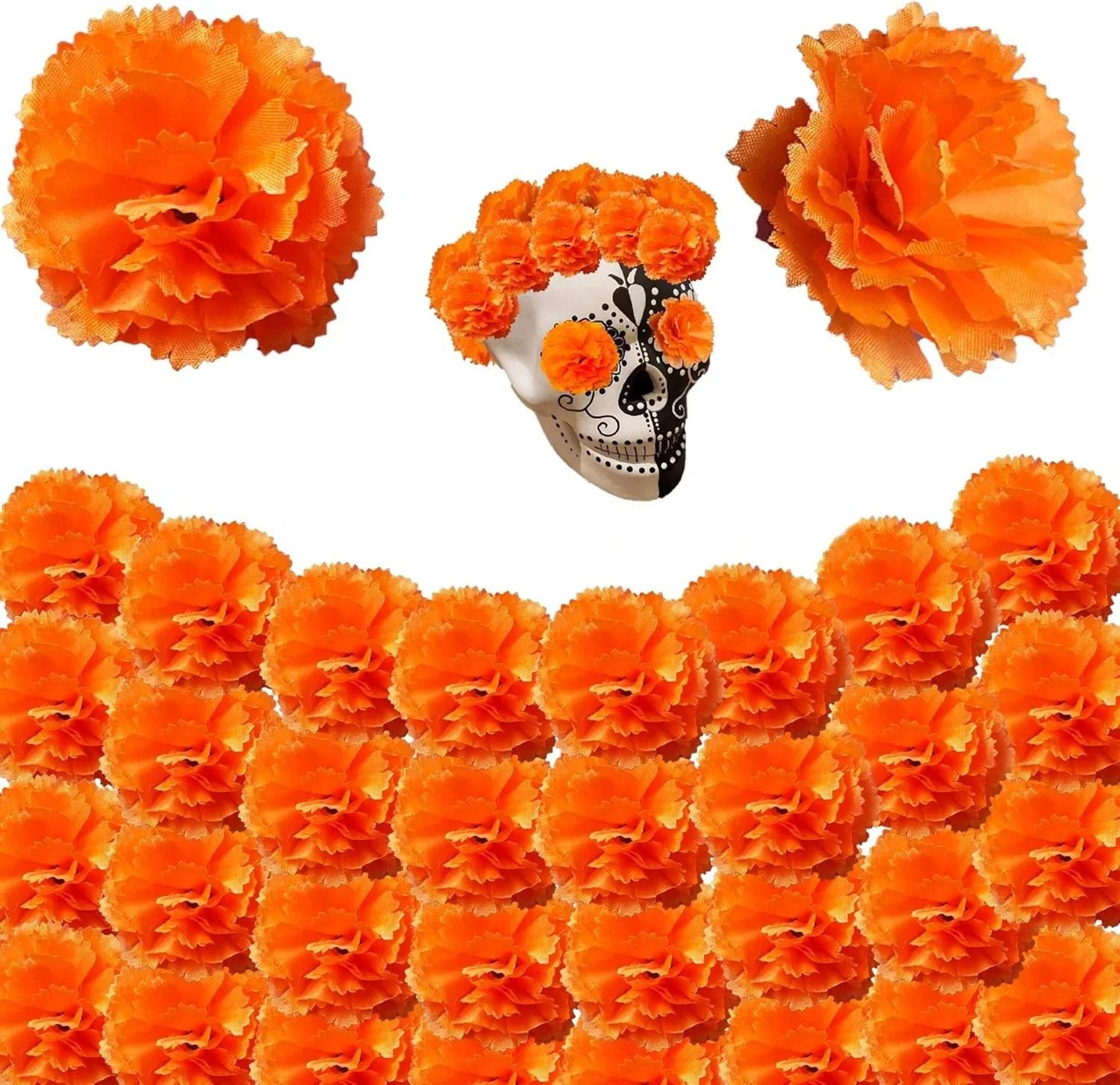 30-piece artificial marigold flower heads – vibrant mexican dia de los muertos & diwali home diy decor