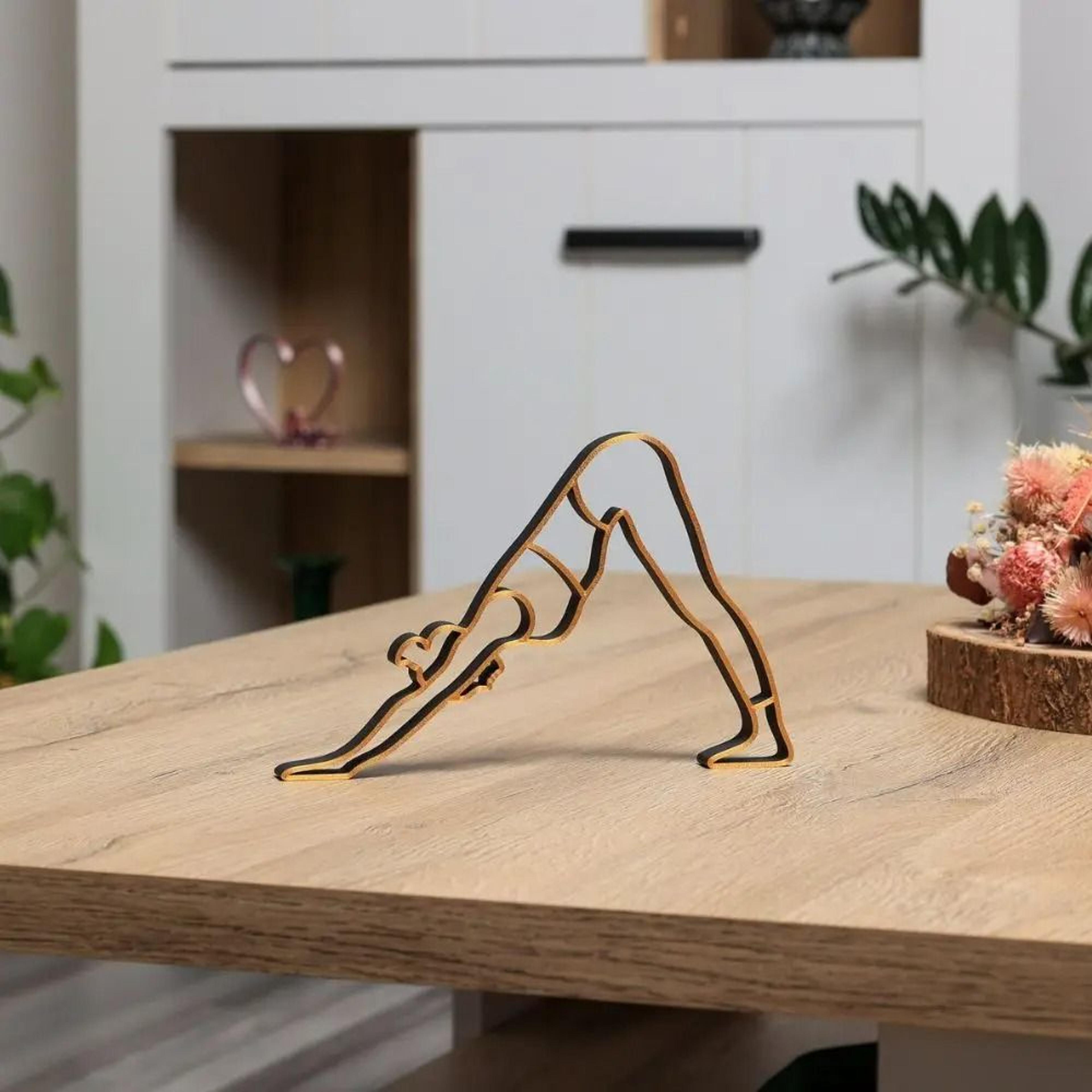 abstract geometric yoga lady figurine – minimalist sculpture for mindfulness, wellness, & modern zen home decor