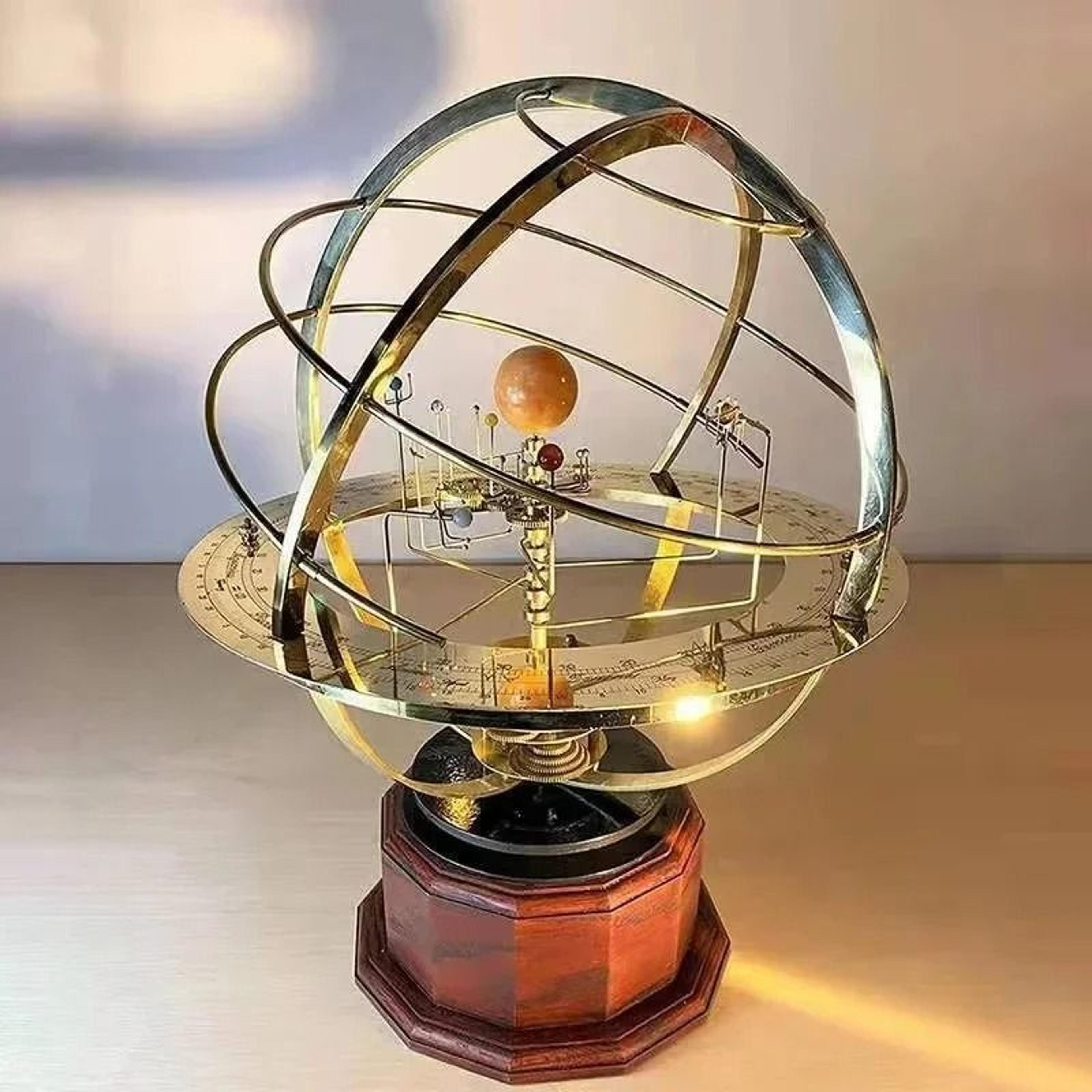 grand orrery solar system model – mechanical metal planetary map for executive offices & astronomy collectors