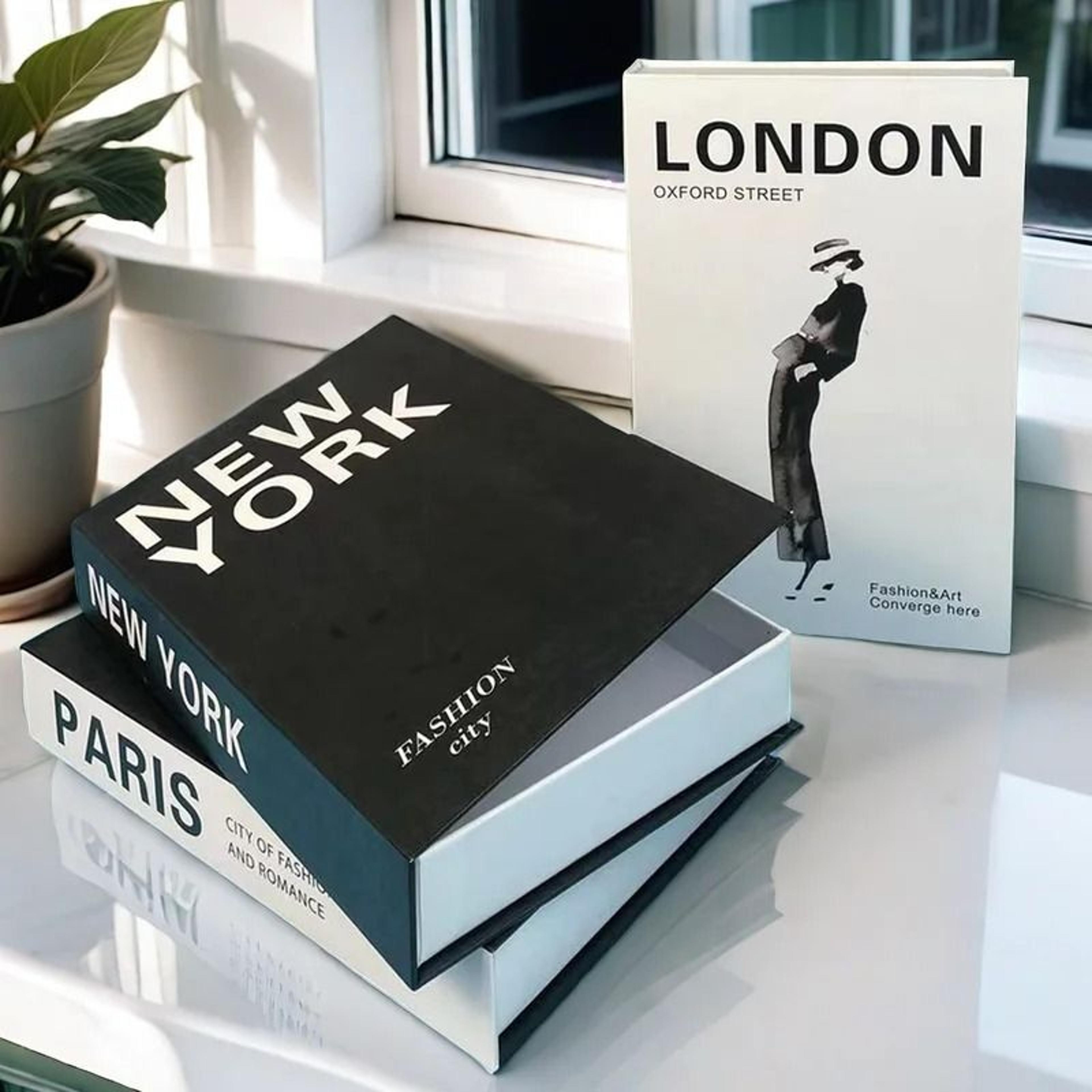 modern designer fake book storage box – high-definition "paris fashion" decorative books for coffee tables