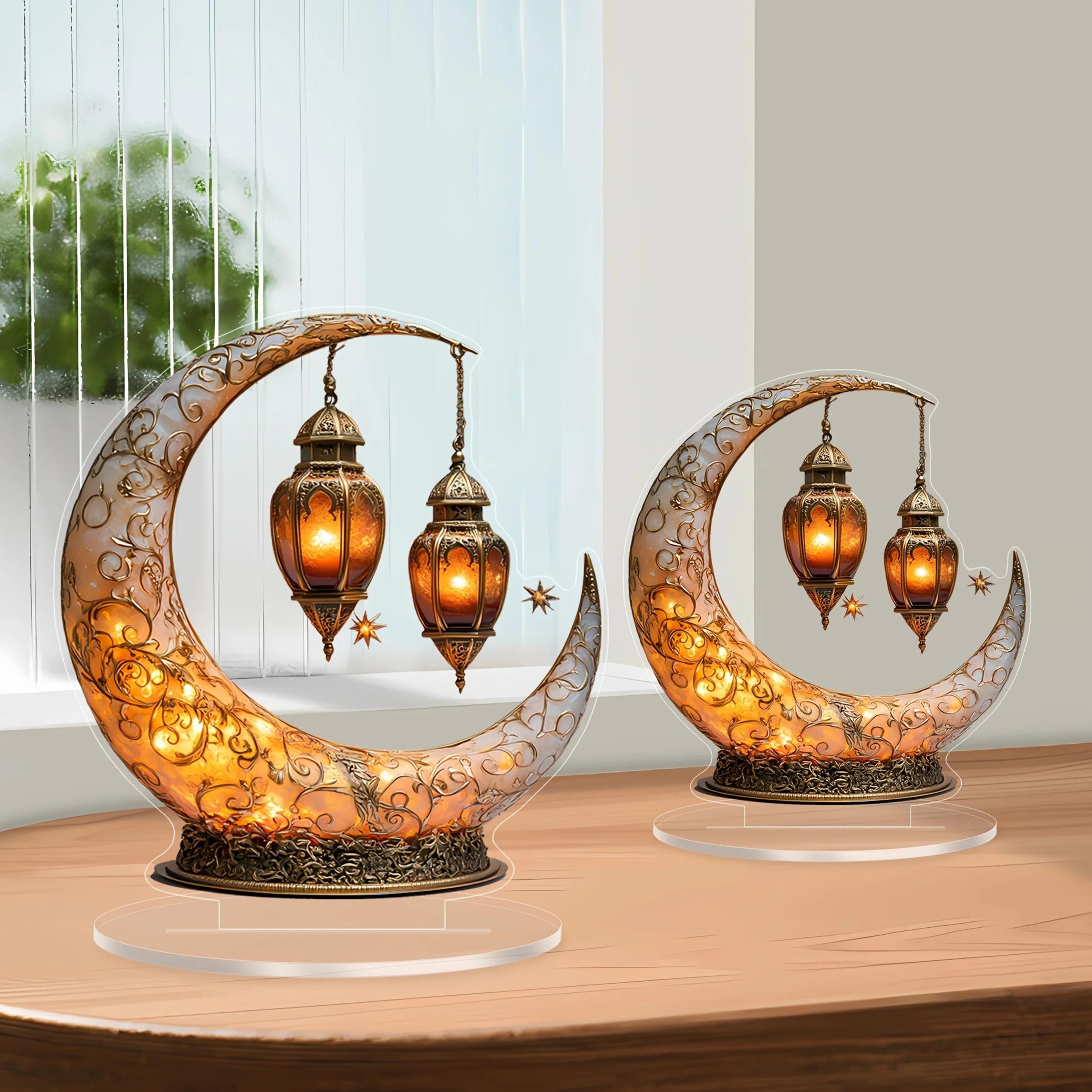 2d celestial moon & stars ornament – minimalist modern desktop decor for home, studio, & office