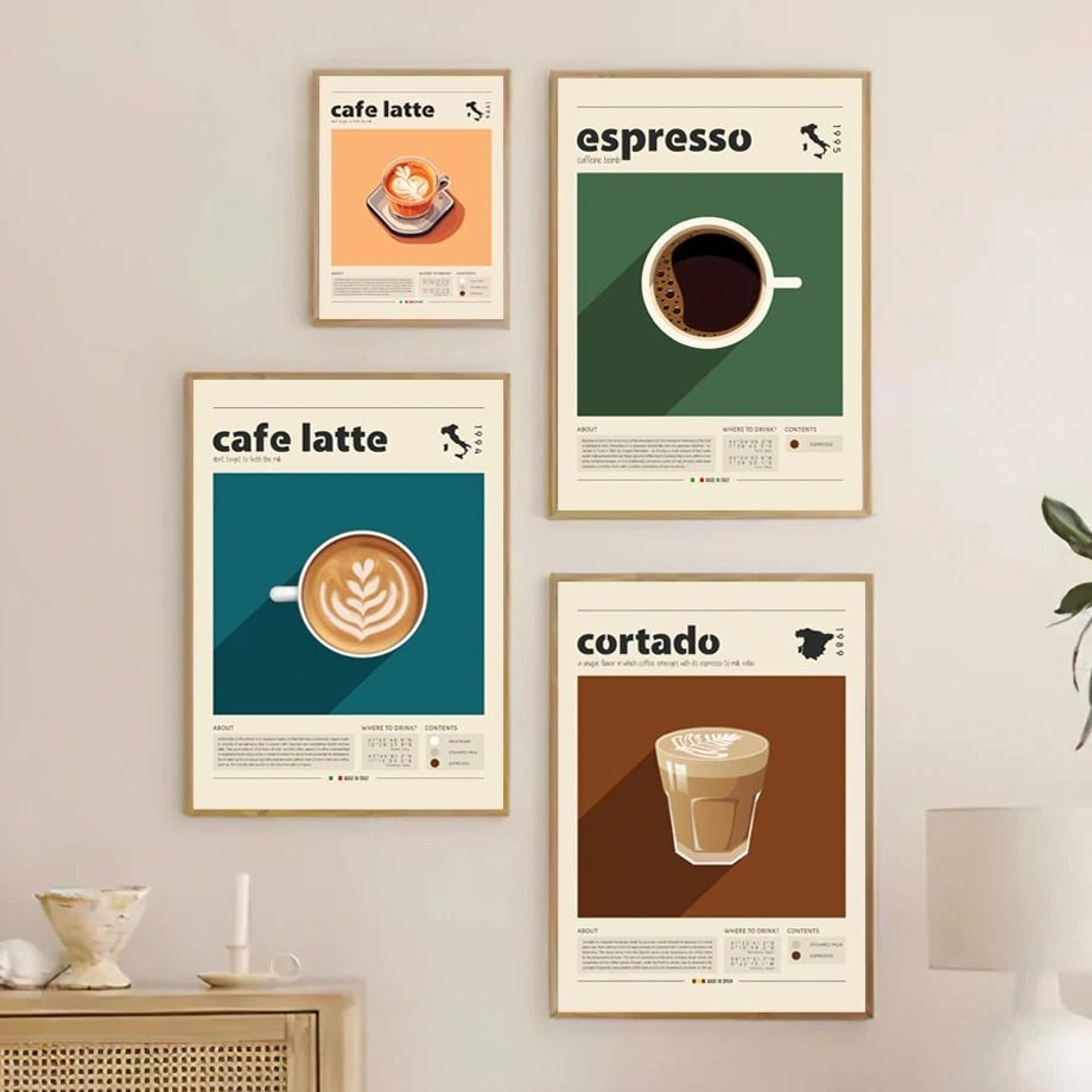 coffee culture series – modern espresso & latte canvas art