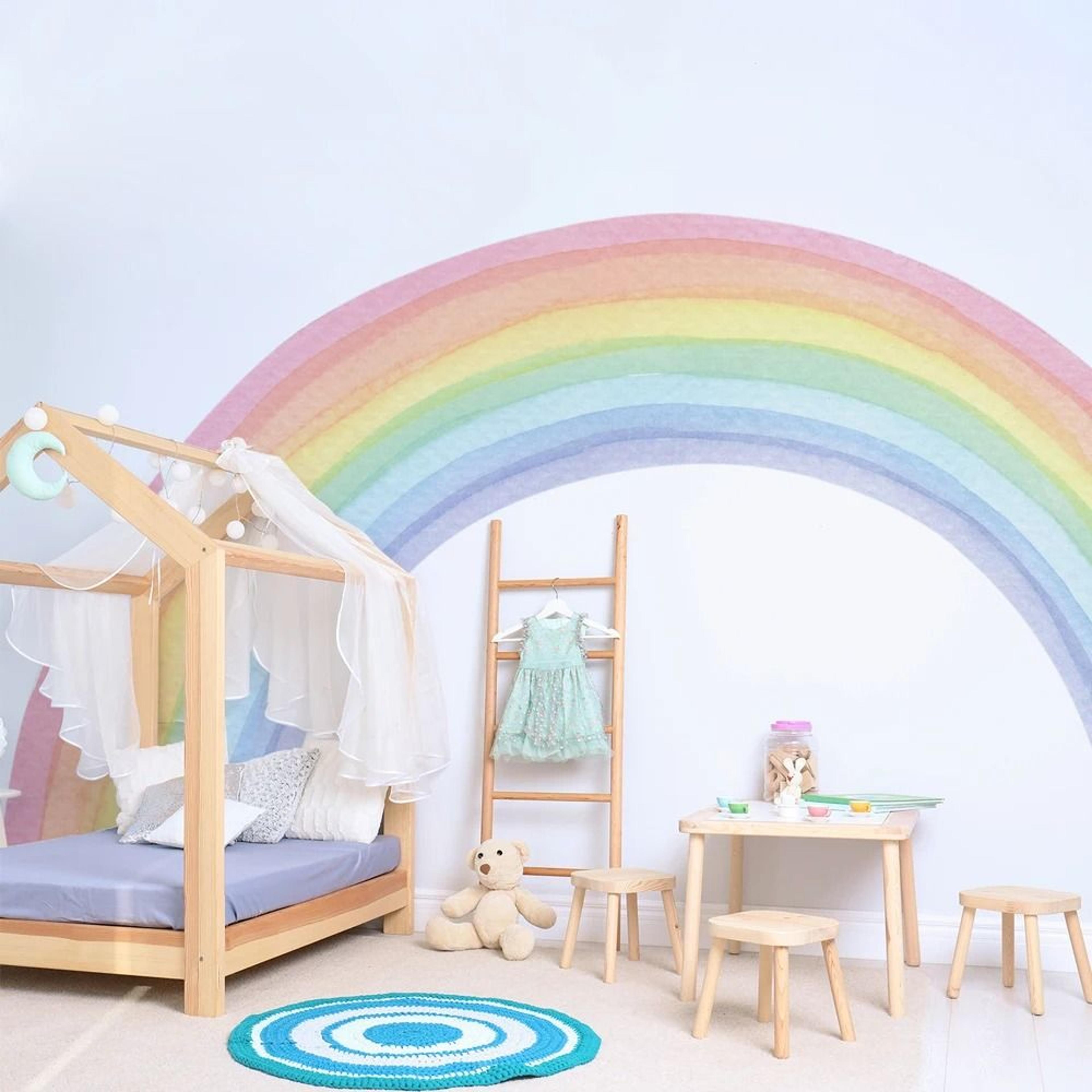 large pastel rainbow mural – high-definition chromatic architectural sculpture
