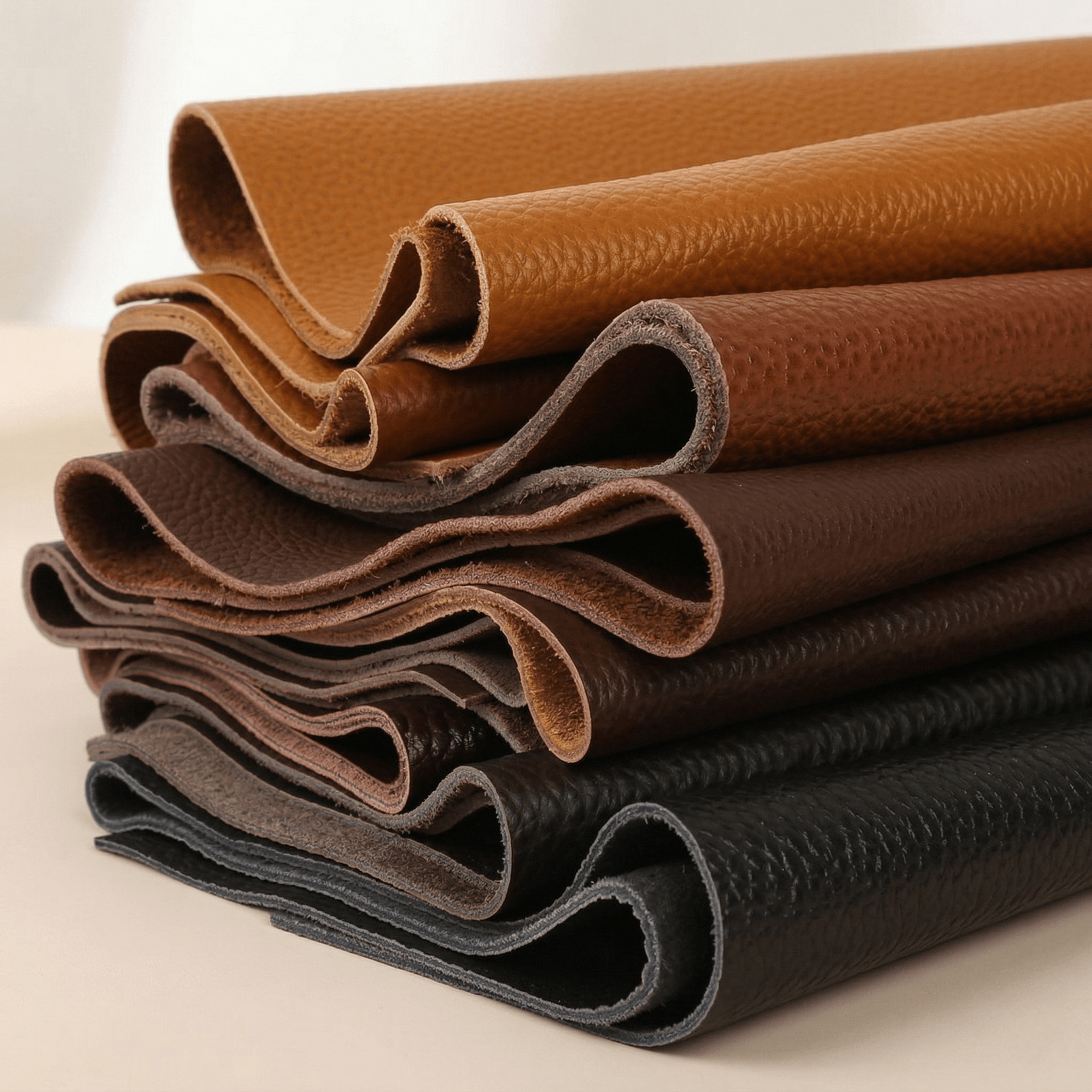 genuine top-grain cowhide leather fabric – premium brown upholstery material for sofas, headboards, and crafts